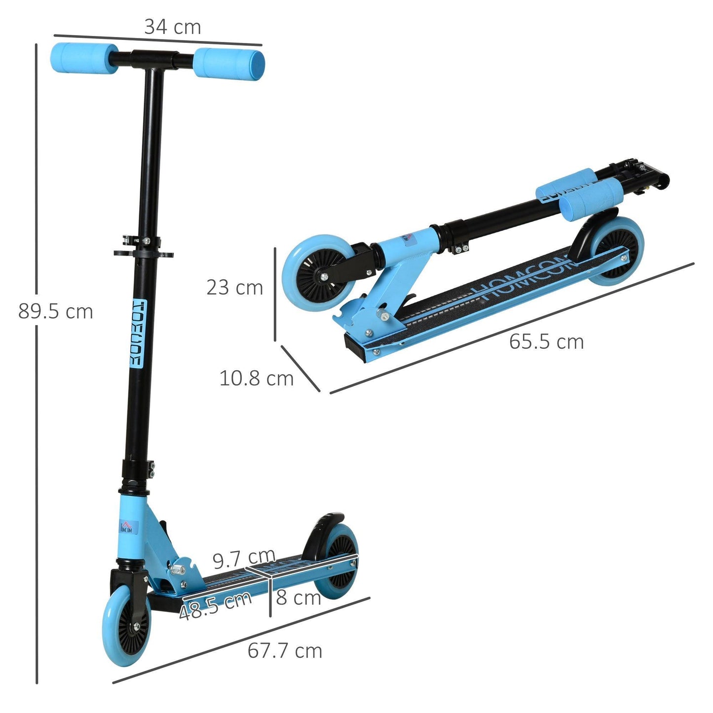 HOMCOM Kids Scooter - Foldable, Adjustable, Blue - ALL4U RETAILER LTD