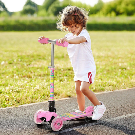 HOMCOM Kids Scooter - Foldable, Adjustable, Pink - ALL4U RETAILER LTD