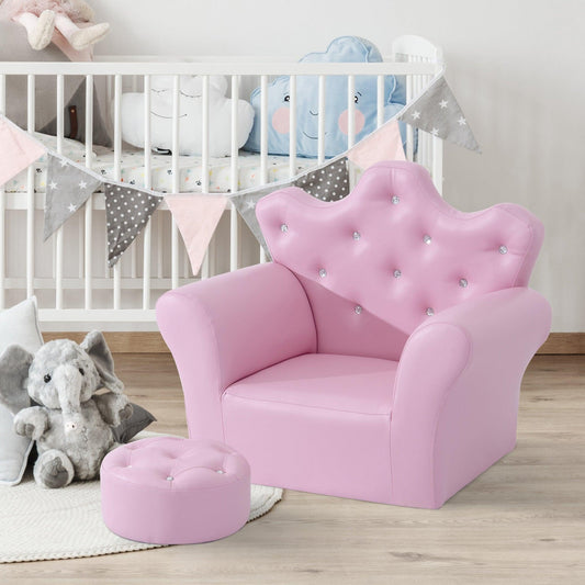 HOMCOM Kids Sofa Set – Pink, with Free Footstool - ALL4U RETAILER LTD