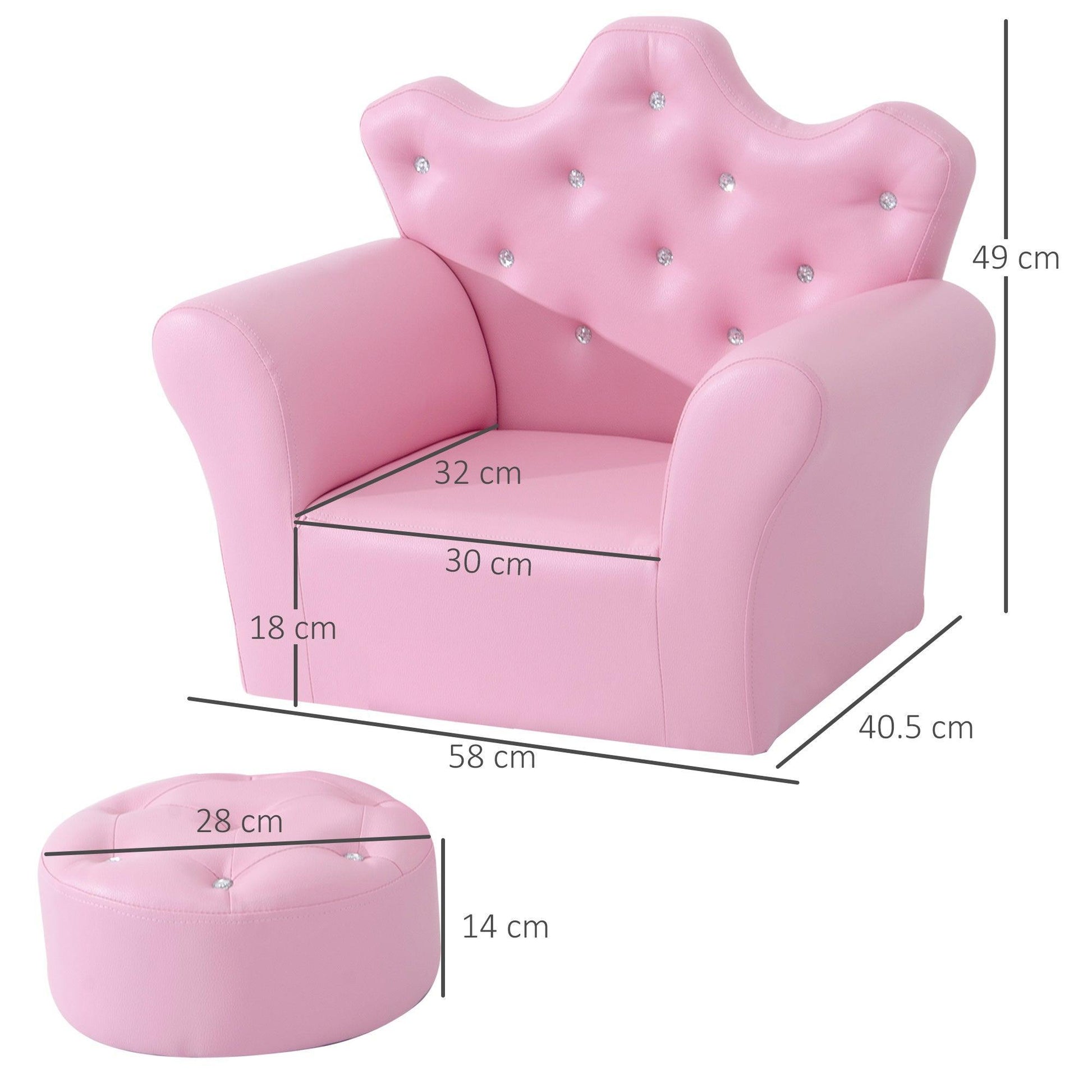 HOMCOM Kids Sofa Set – Pink, with Free Footstool - ALL4U RETAILER LTD