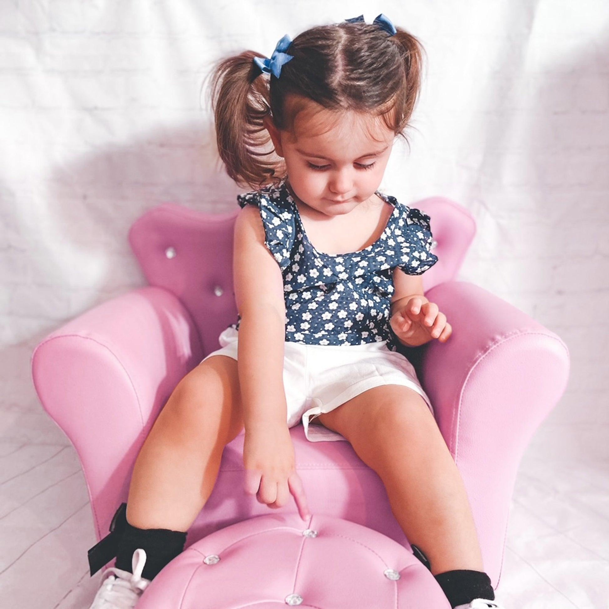 HOMCOM Kids Sofa Set – Pink, with Free Footstool - ALL4U RETAILER LTD