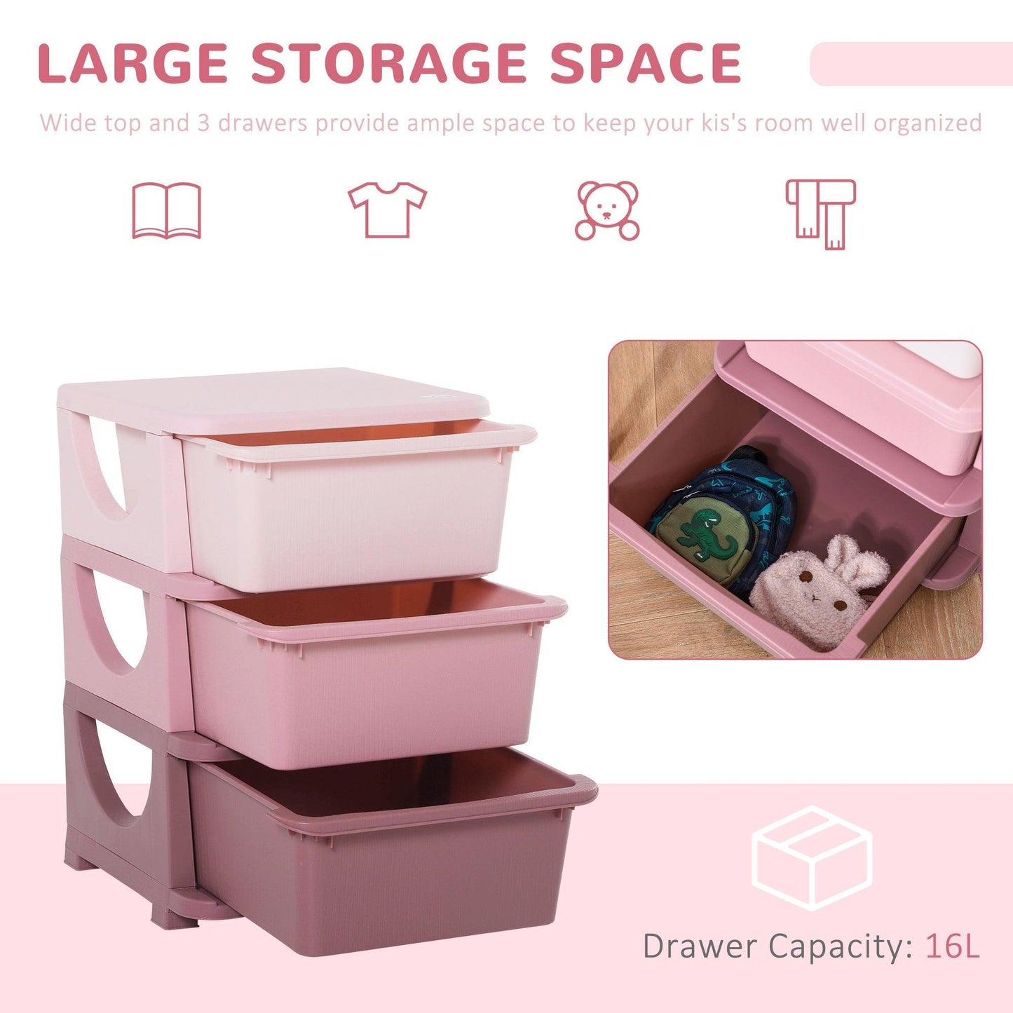 HOMCOM Kids Toy Storage Organiser - ALL4U RETAILER LTD