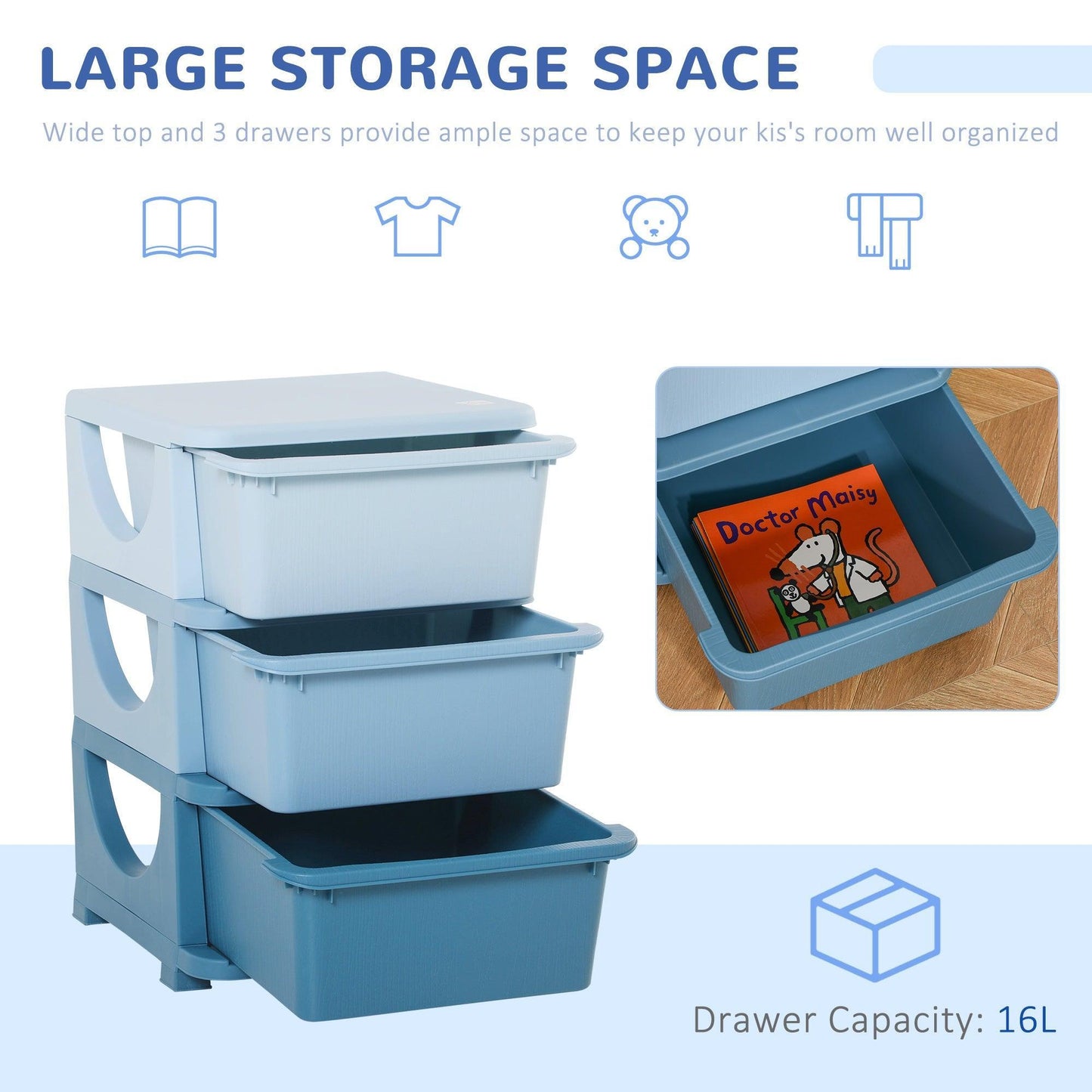 HOMCOM Kids Toy Storage Organizer - Playtime - ALL4U RETAILER LTD