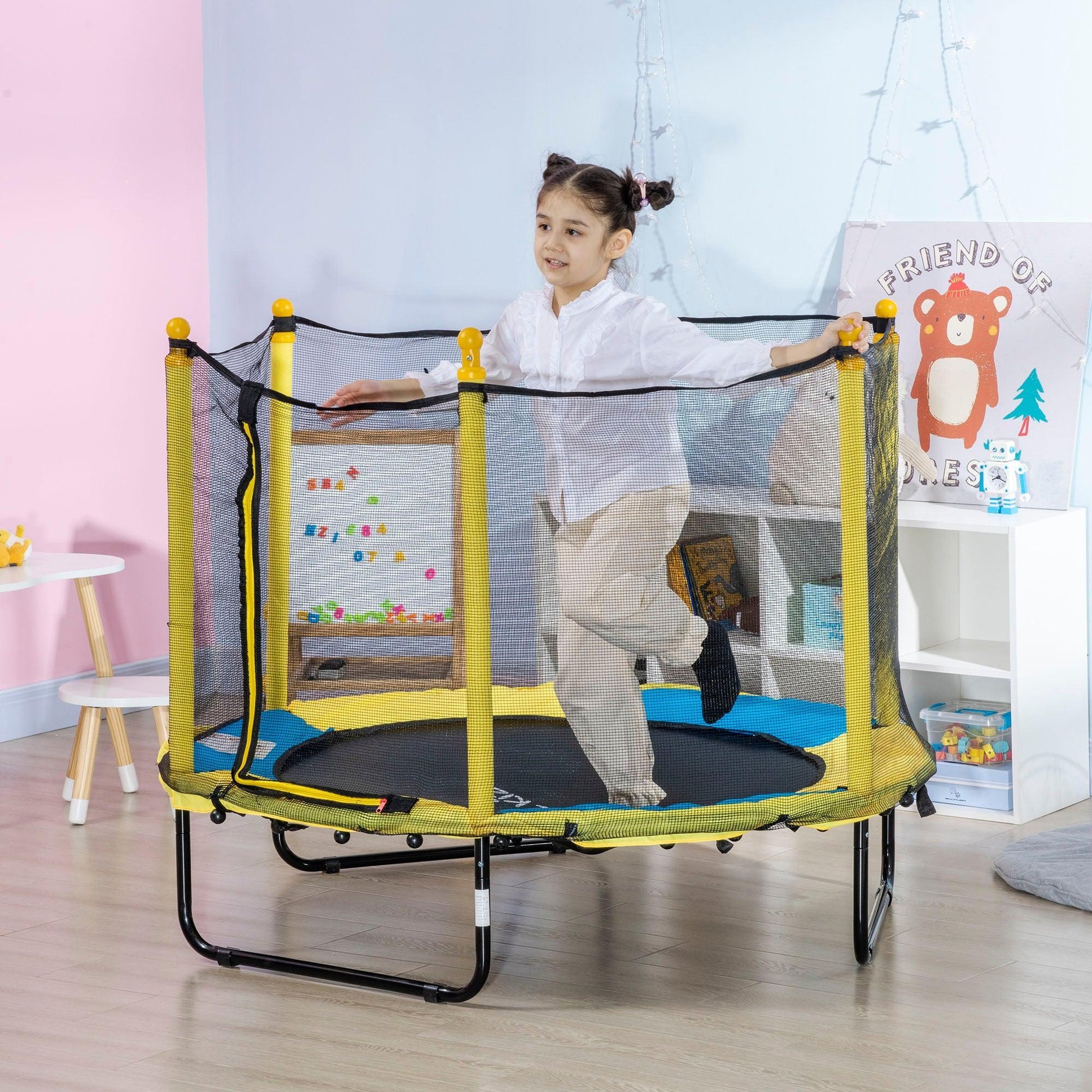 HOMCOM Kids Trampoline 4.6FT - Safe - ALL4U RETAILER LTD