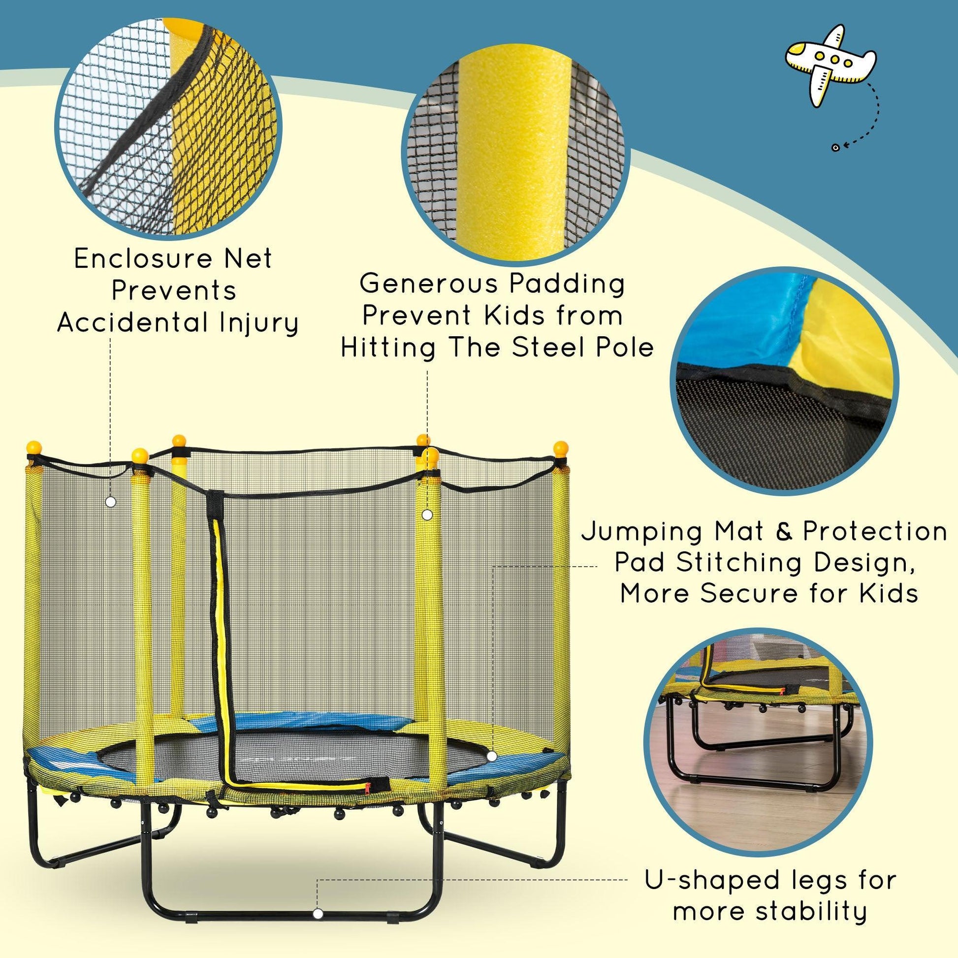 HOMCOM Kids Trampoline 4.6FT - Safe - ALL4U RETAILER LTD