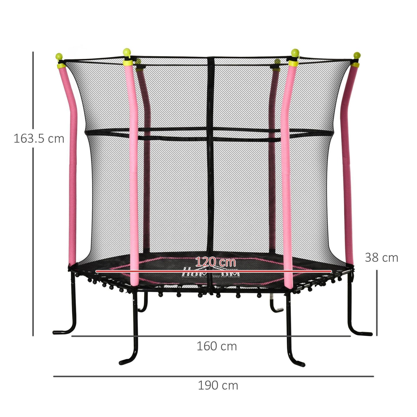 HOMCOM Kids Trampoline - 5.2FT Pink Enclosed Mini Indoor/Outdoor - ALL4U RETAILER LTD