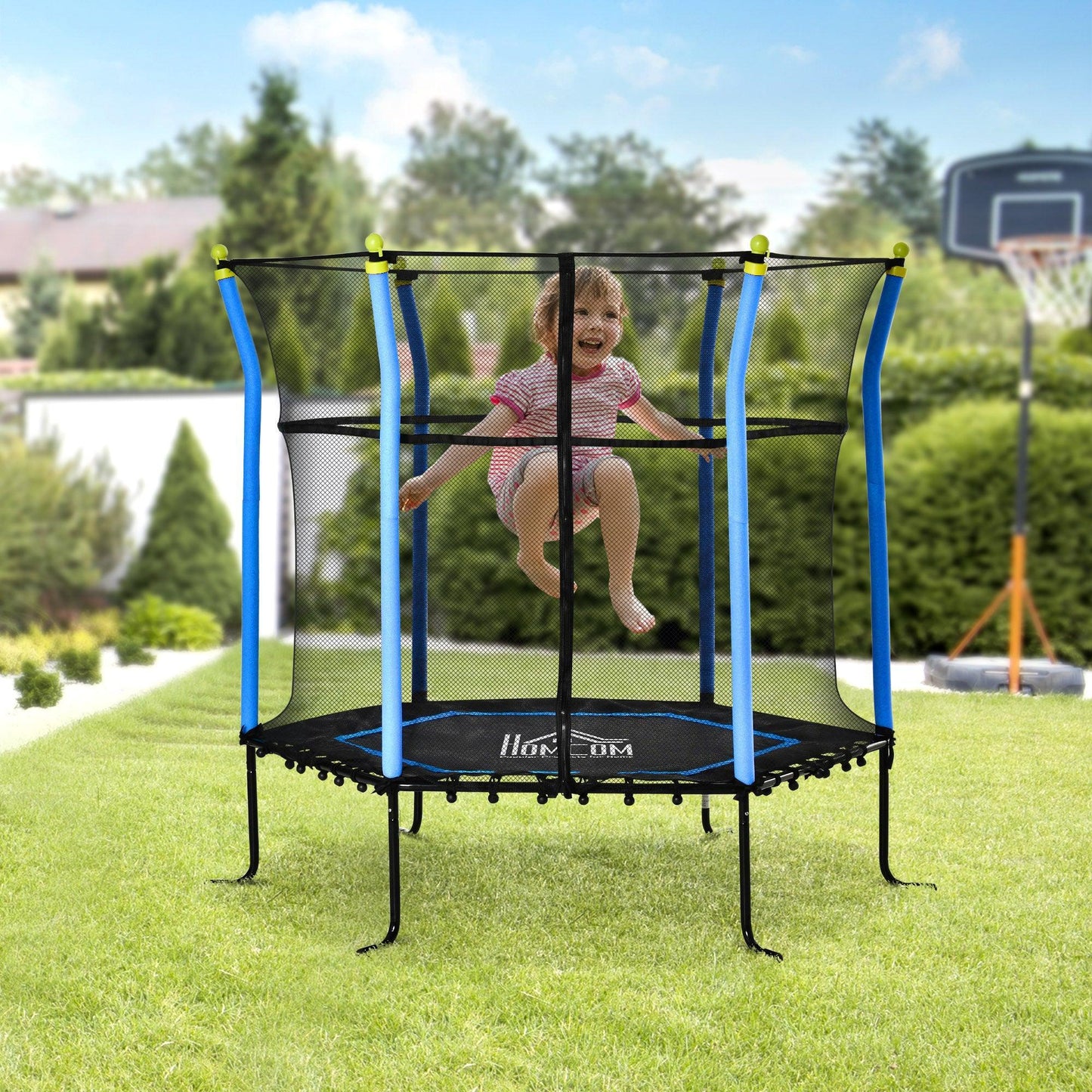 HOMCOM Kids Trampoline with Enclosure Net, 5.2FT Indoor/Outdoor - ALL4U RETAILER LTD