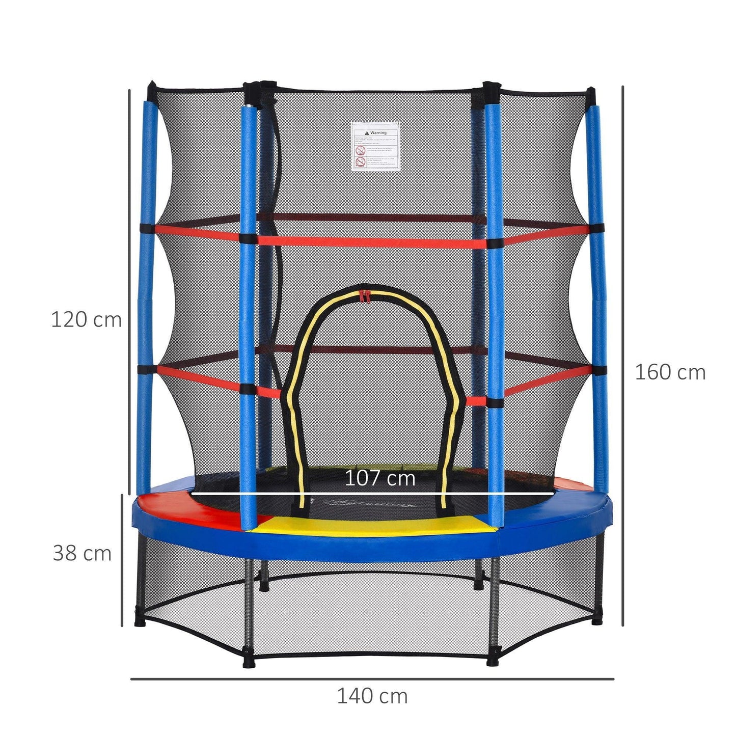 HOMCOM Kids Trampoline with Enclosure Net, 63" Round Bouncer - ALL4U RETAILER LTD