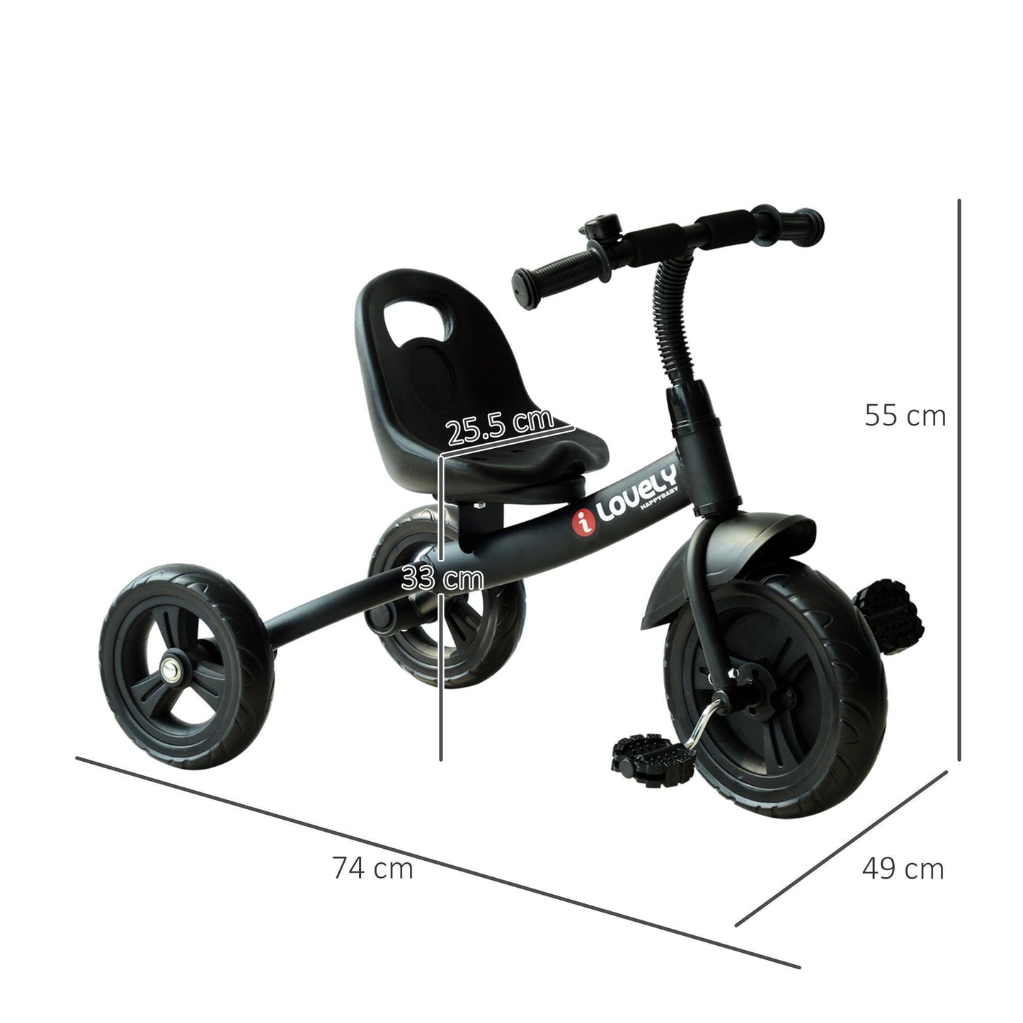 HOMCOM Kids Tricycle - Black - ALL4U RETAILER LTD