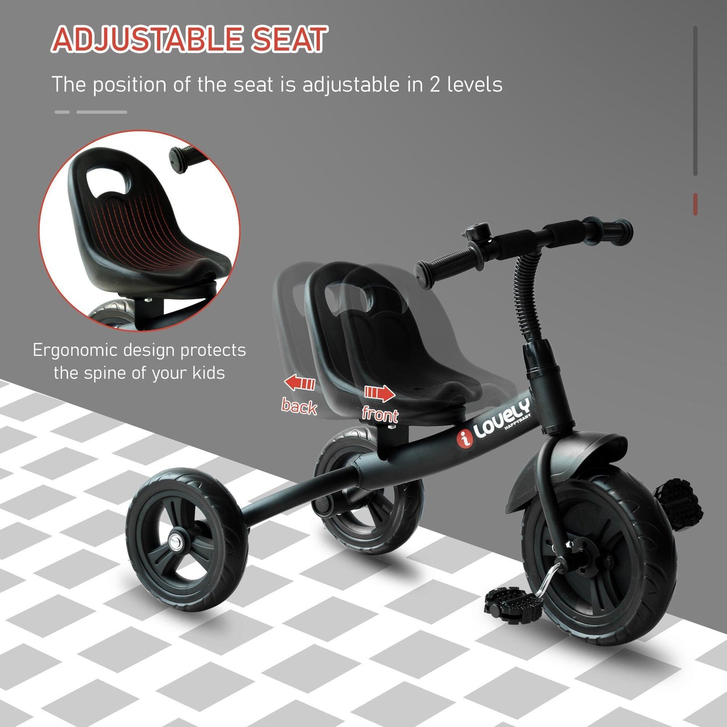 HOMCOM Kids Tricycle - Black - ALL4U RETAILER LTD