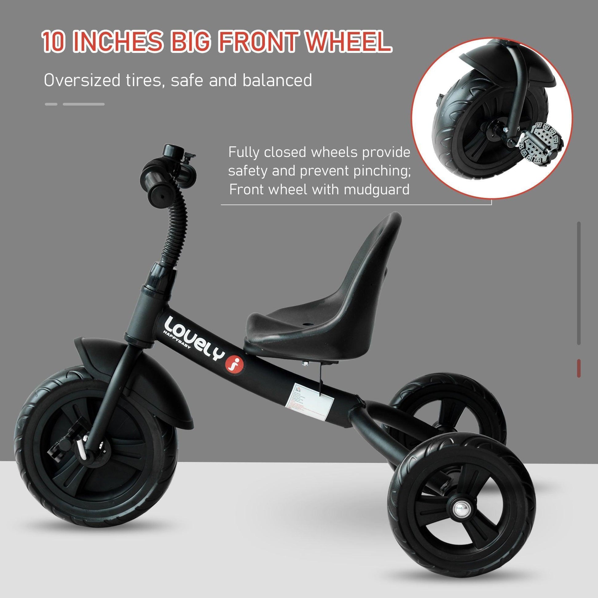 HOMCOM Kids Tricycle - Black - ALL4U RETAILER LTD