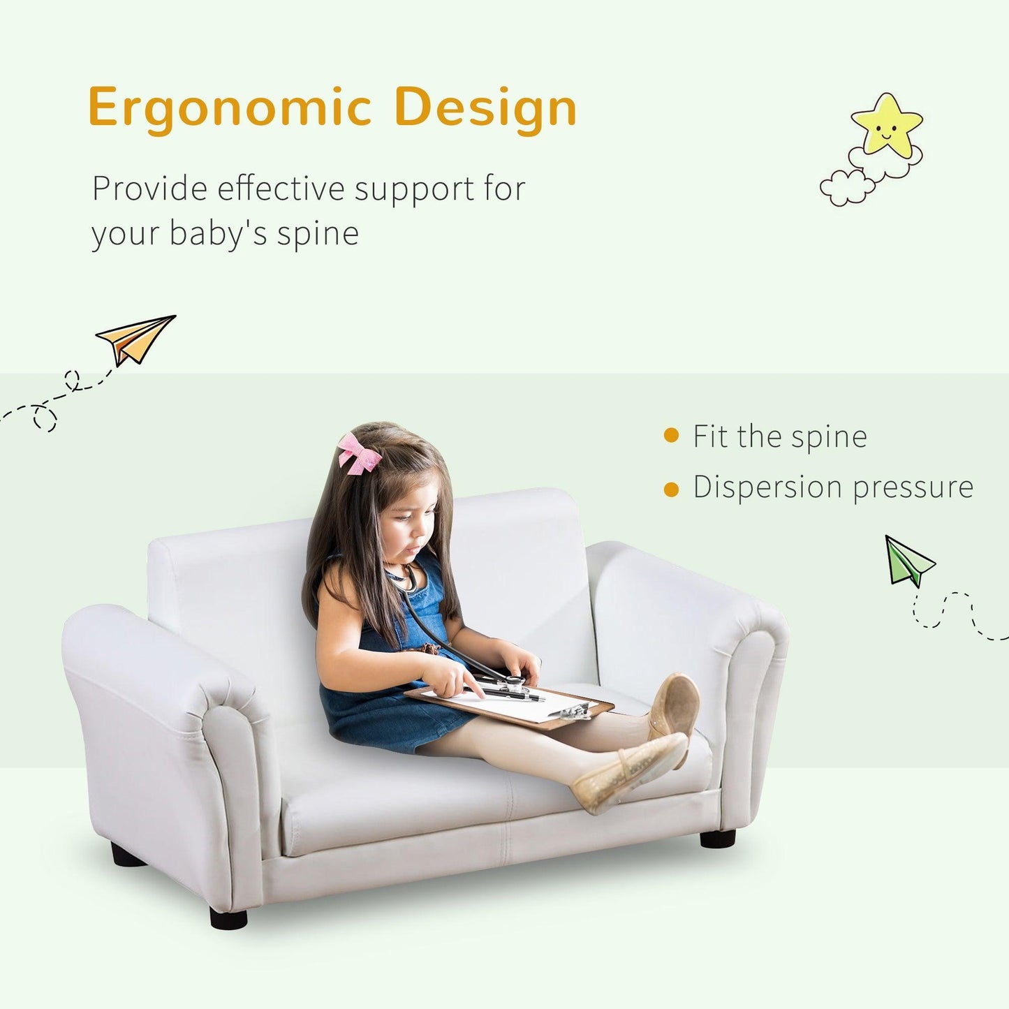 HOMCOM Kids Twin Sofa & Chair Set - ALL4U RETAILER LTD