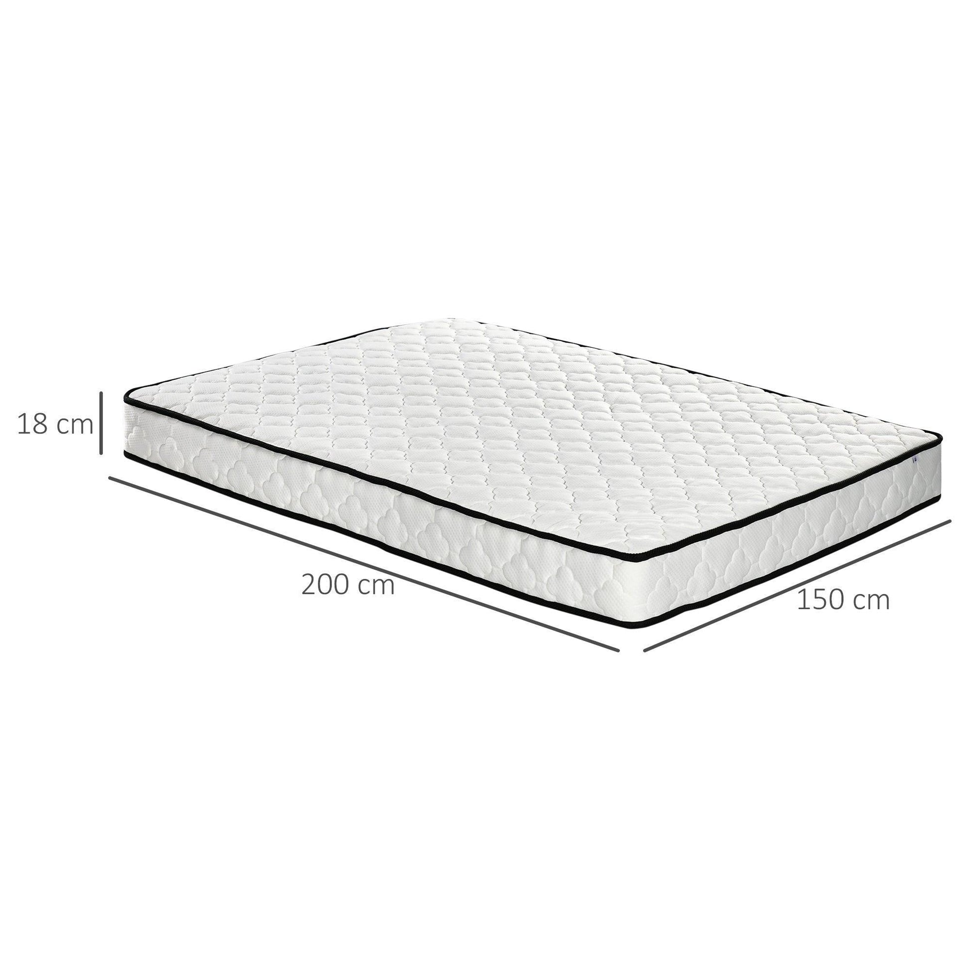 HOMCOM King Mattress, Breathable Pocket Sprung, 150x200x18cm - ALL4U RETAILER LTD