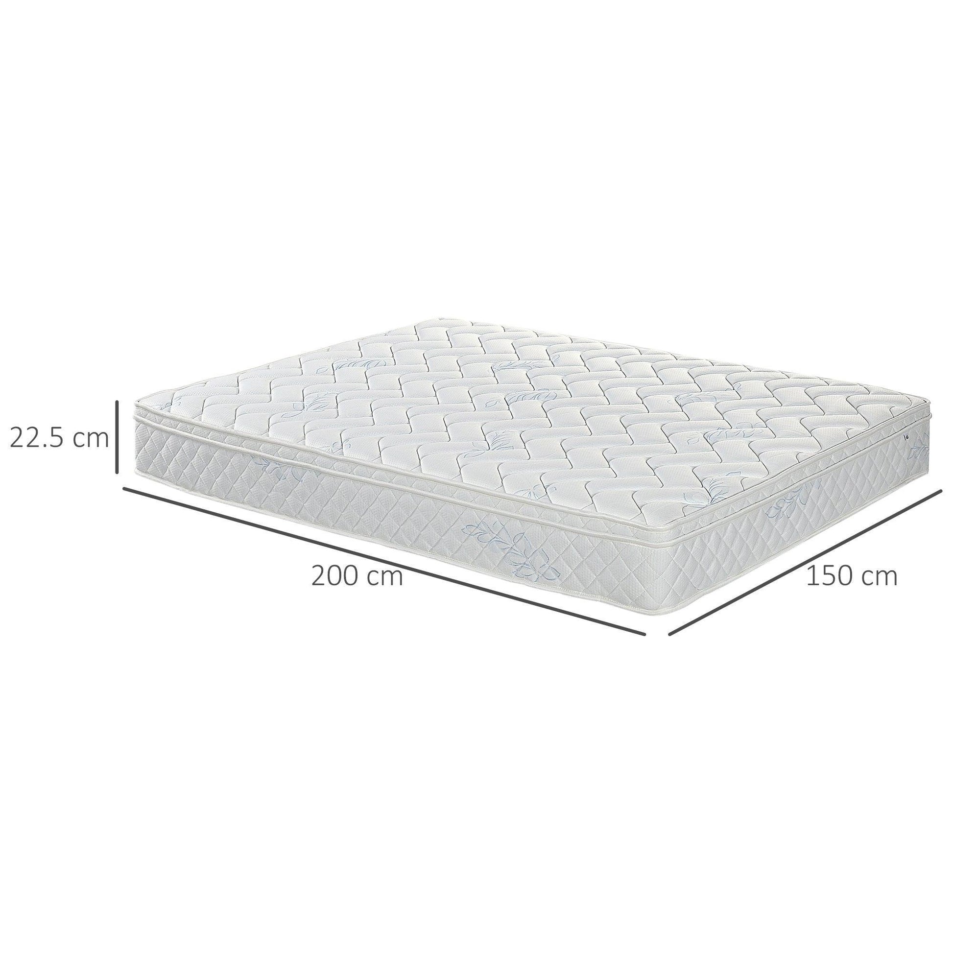 HOMCOM King Mattress - Pocket Sprung & Foam, 200x150x22.5cm - ALL4U RETAILER LTD