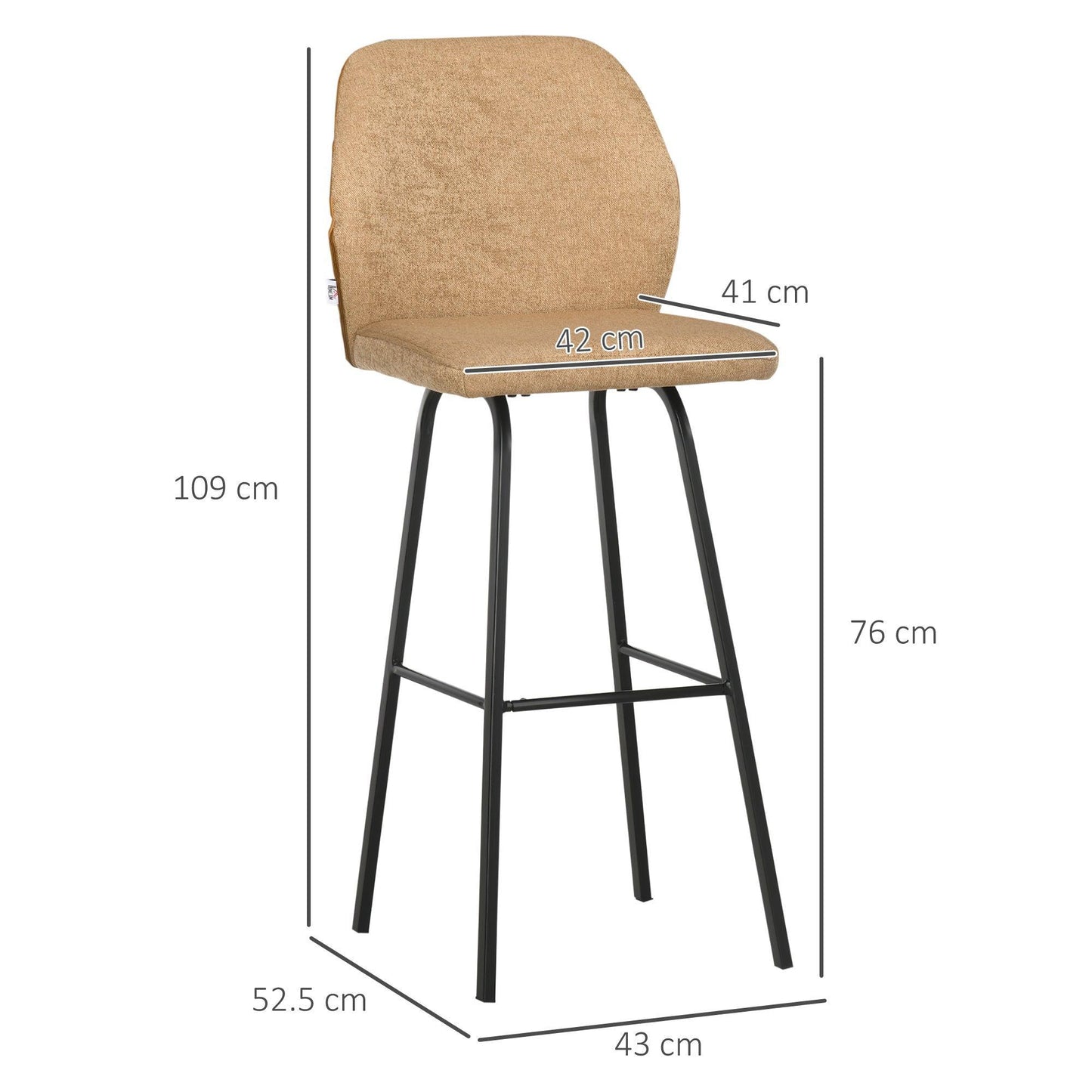 HOMCOM Kitchen Bar Stools: Elegant & Comfortable - ALL4U RETAILER LTD