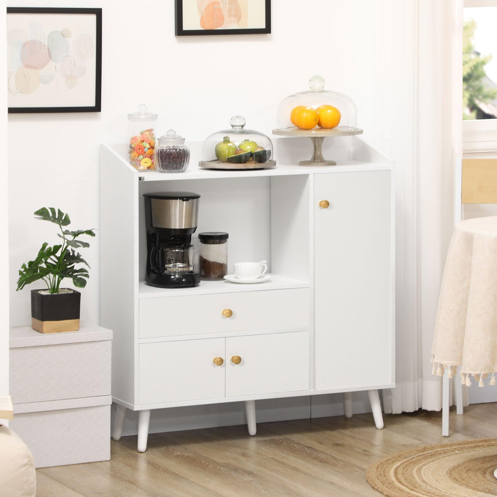 HOMCOM Kitchen Cabinet with Shelves & Drawer - ALL4U RETAILER LTD