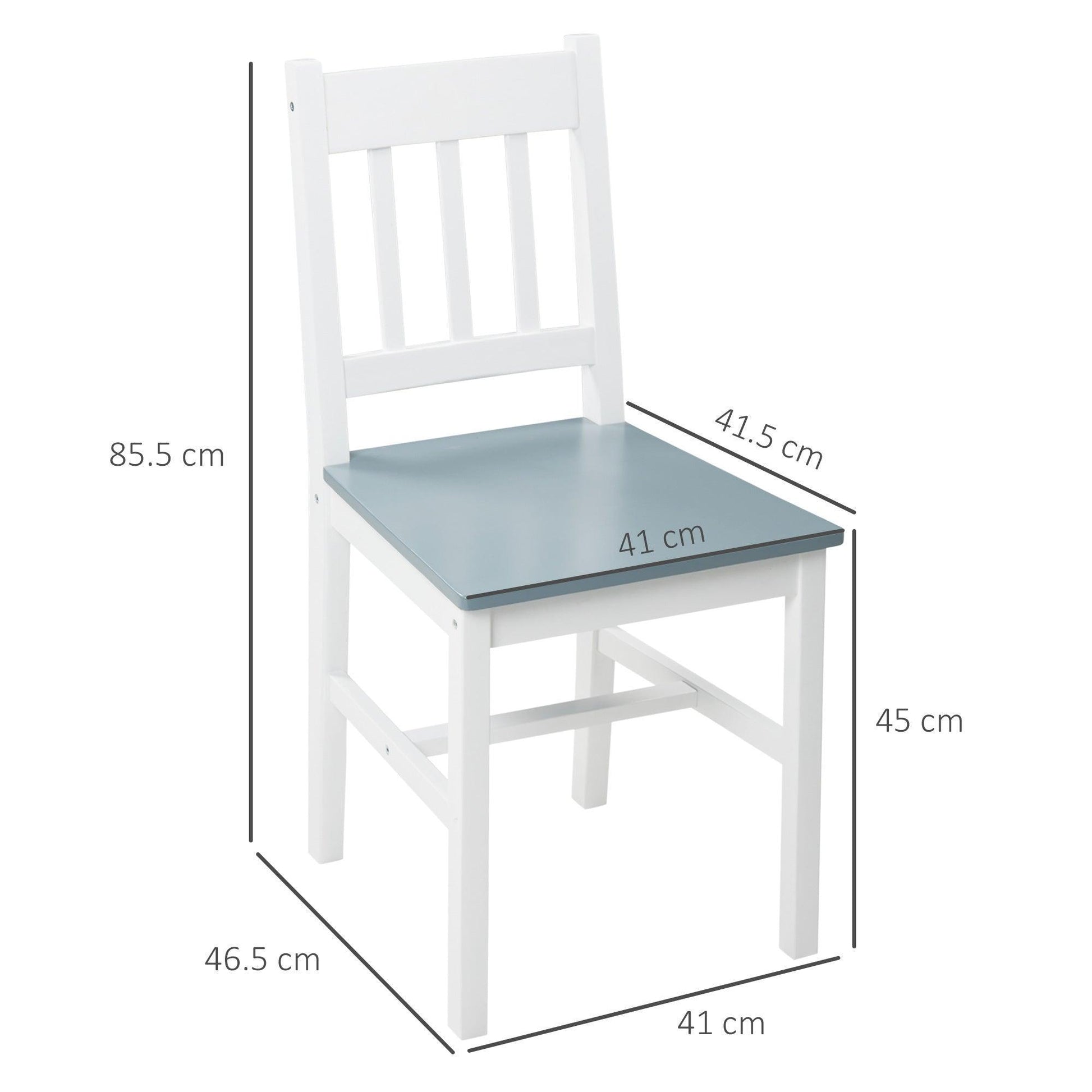 HOMCOM Kitchen Chairs: Elegant Pine Wood Set, White - ALL4U RETAILER LTD