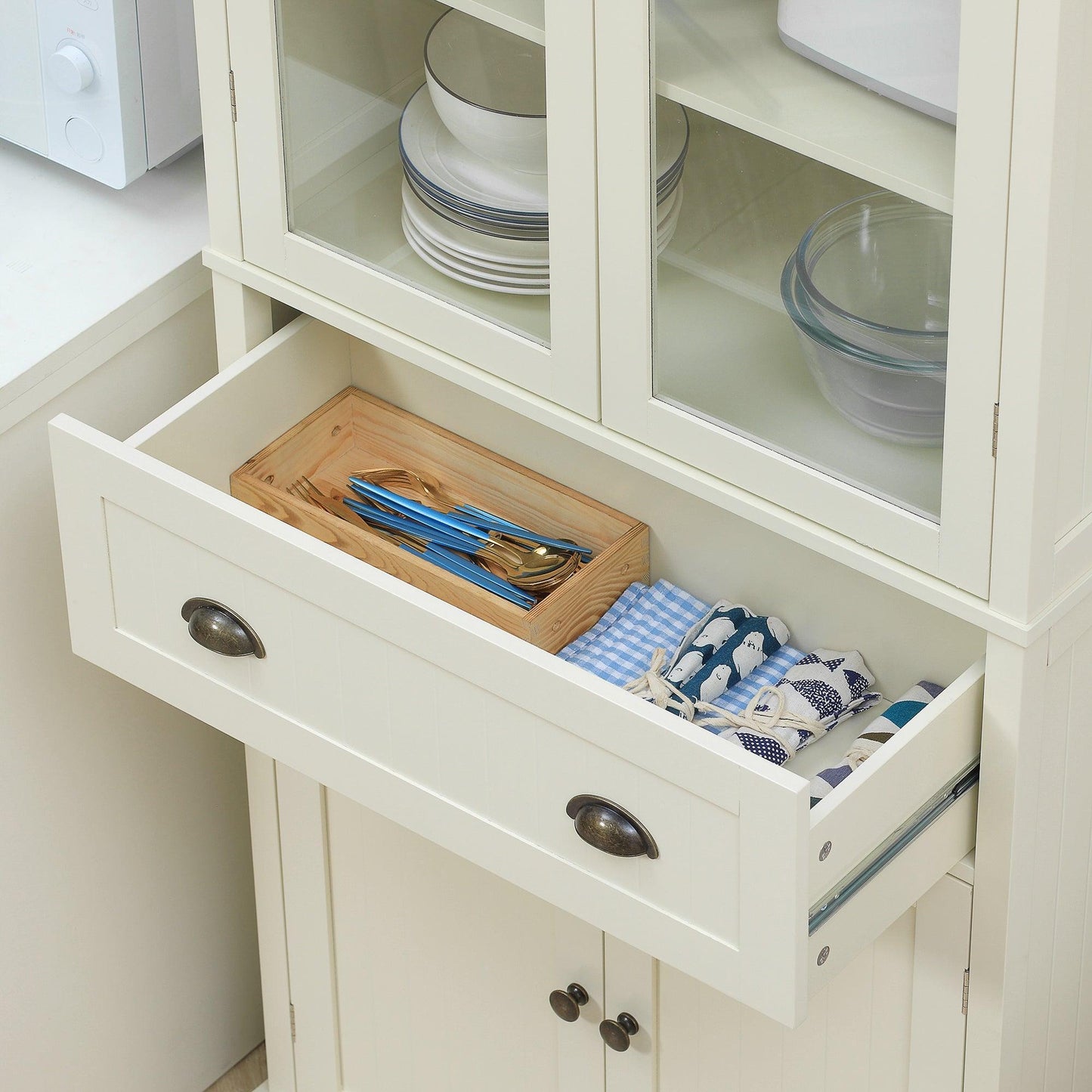 HOMCOM Kitchen Cupboard with Adjustable Shelves & Drawer - ALL4U RETAILER LTD