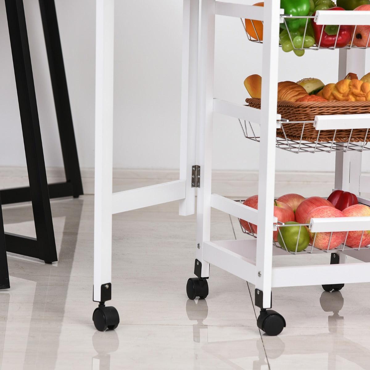 HOMCOM Kitchen Trolley with Drop-Leaf & Storage - ALL4U RETAILER LTD