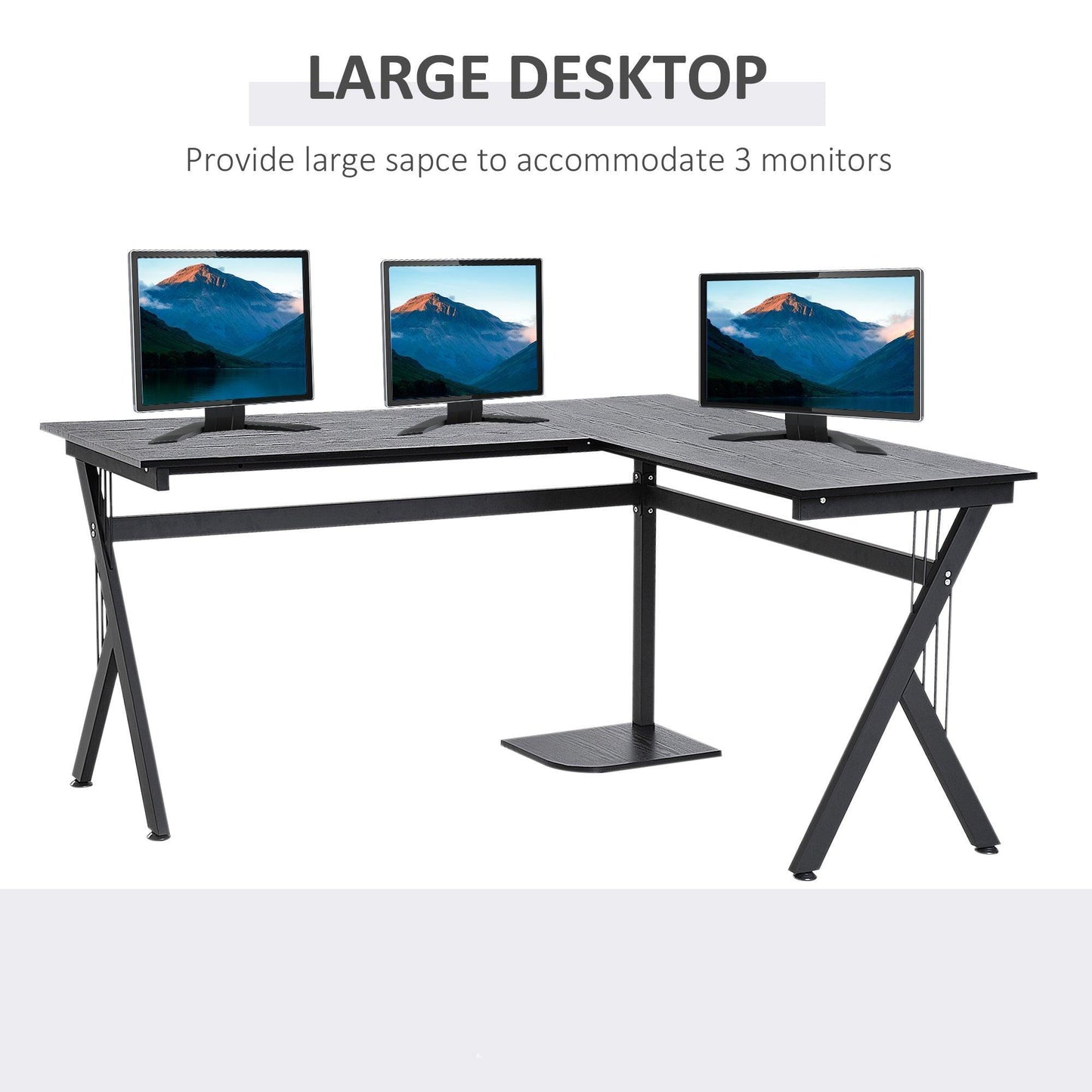 HOMCOM L-Shaped Corner Computer Desk - Efficient Home Office - ALL4U RETAILER LTD