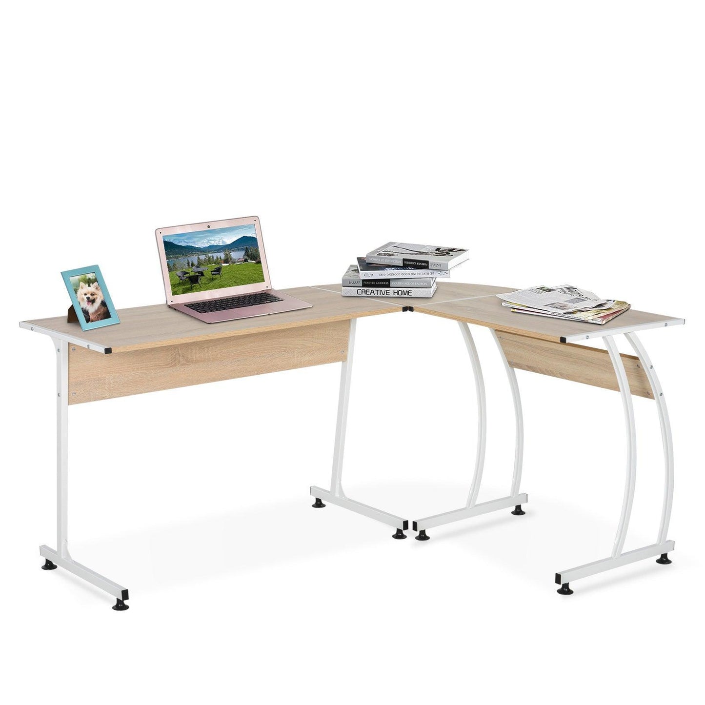 HOMCOM L-Shaped Corner Desk: Minimalist PC Workstation - ALL4U RETAILER LTD