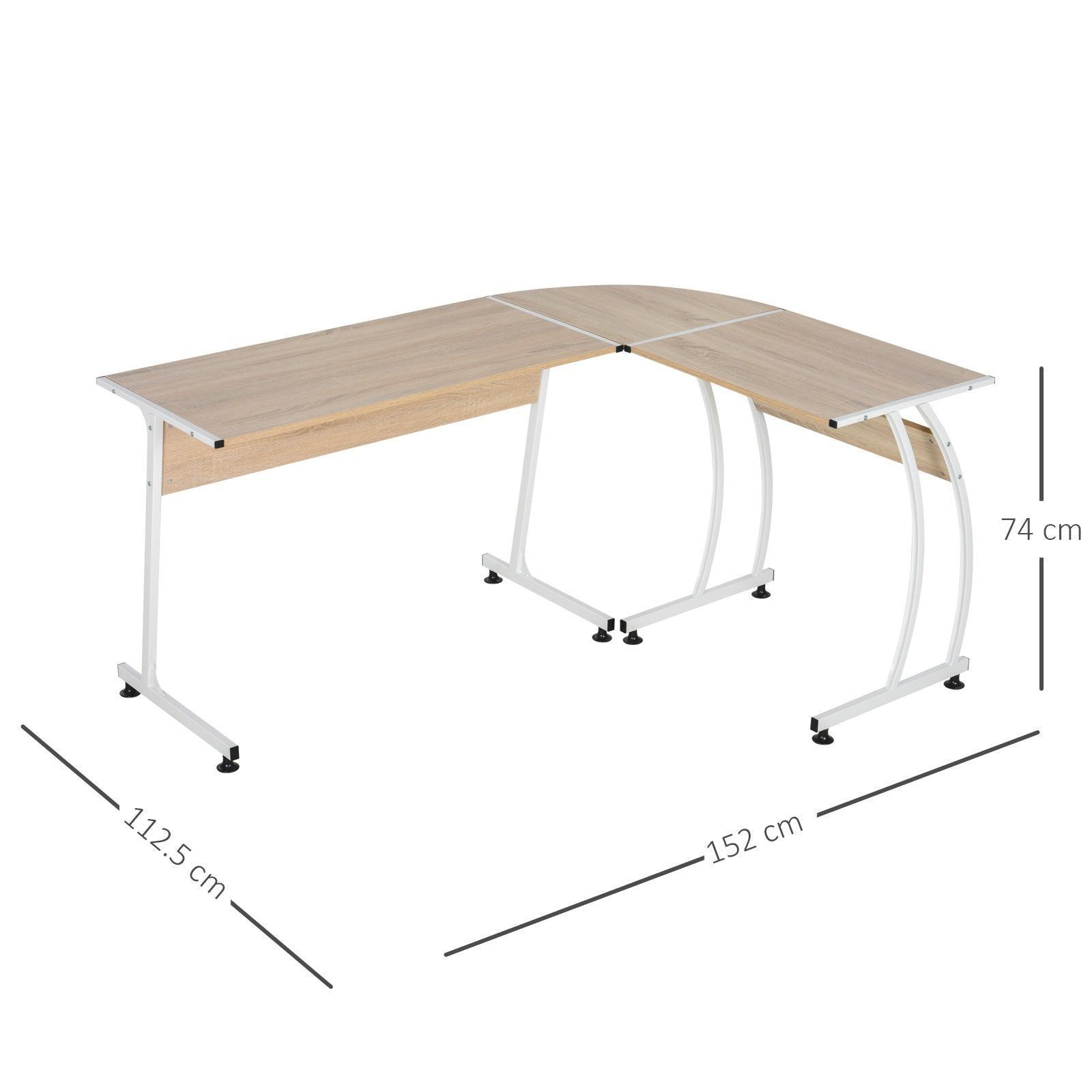 HOMCOM L-Shaped Corner Desk: Minimalist PC Workstation - ALL4U RETAILER LTD