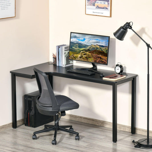 HOMCOM L-Shaped Gaming Desk - Cable Management - Home Office (Black) - ALL4U RETAILER LTD