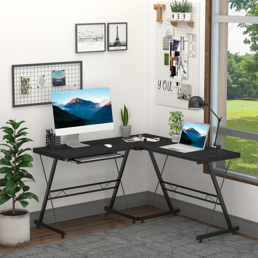 HOMCOM L-Shaped Gaming Desk, Sturdy & Comfortable - ALL4U RETAILER LTD