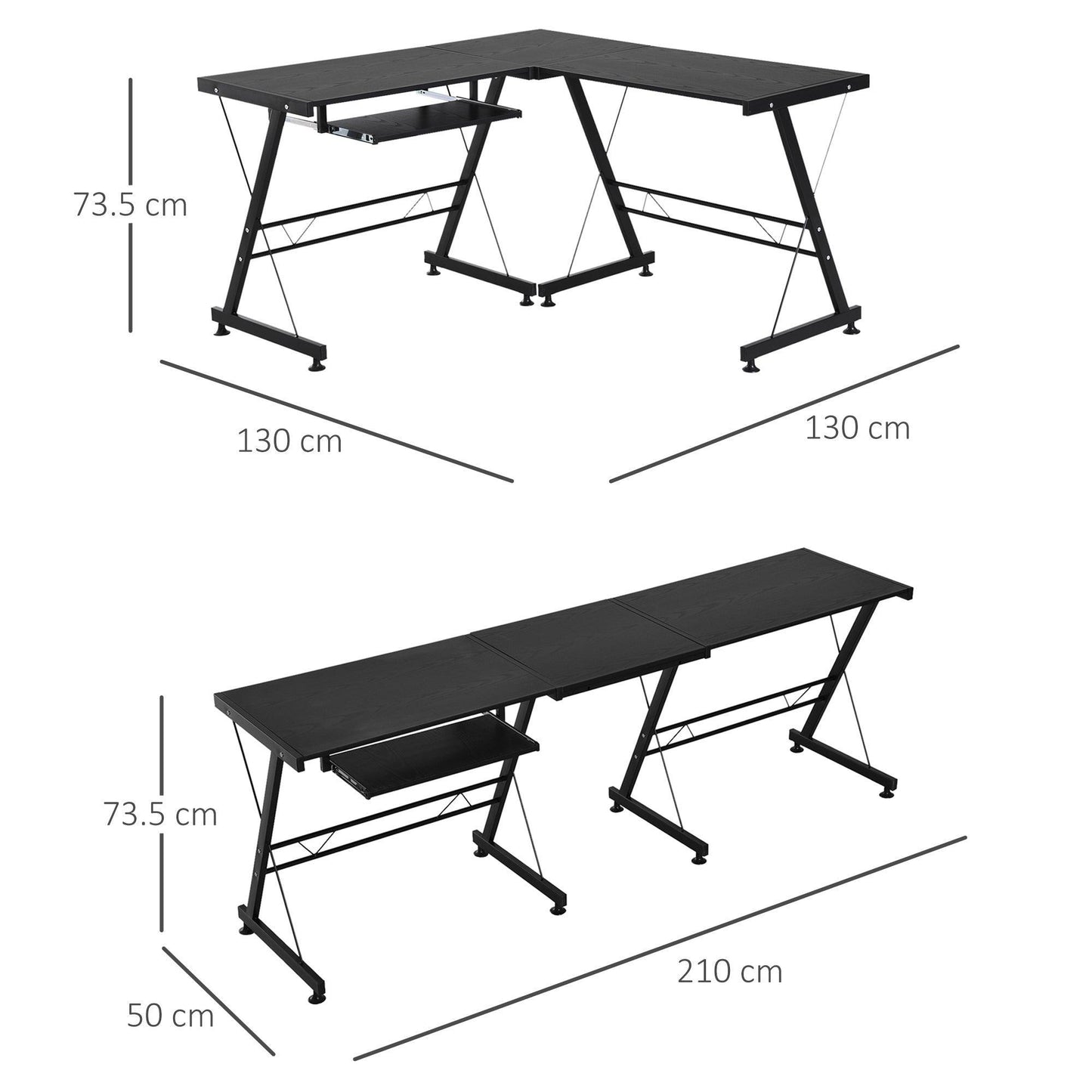 HOMCOM L-Shaped Gaming Desk, Sturdy & Comfortable - ALL4U RETAILER LTD