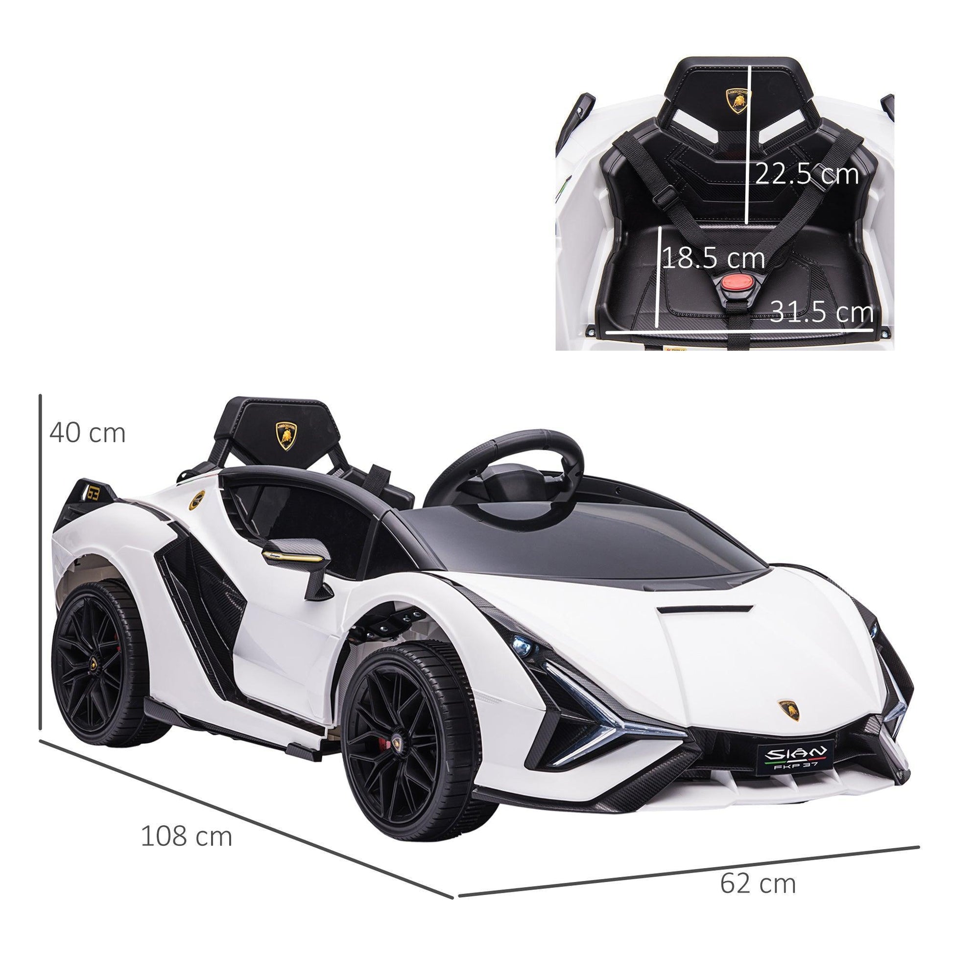 HOMCOM Lamborghini SIAN Kids Electric Car - 12V, Remote Control, MP3 - ALL4U RETAILER LTD