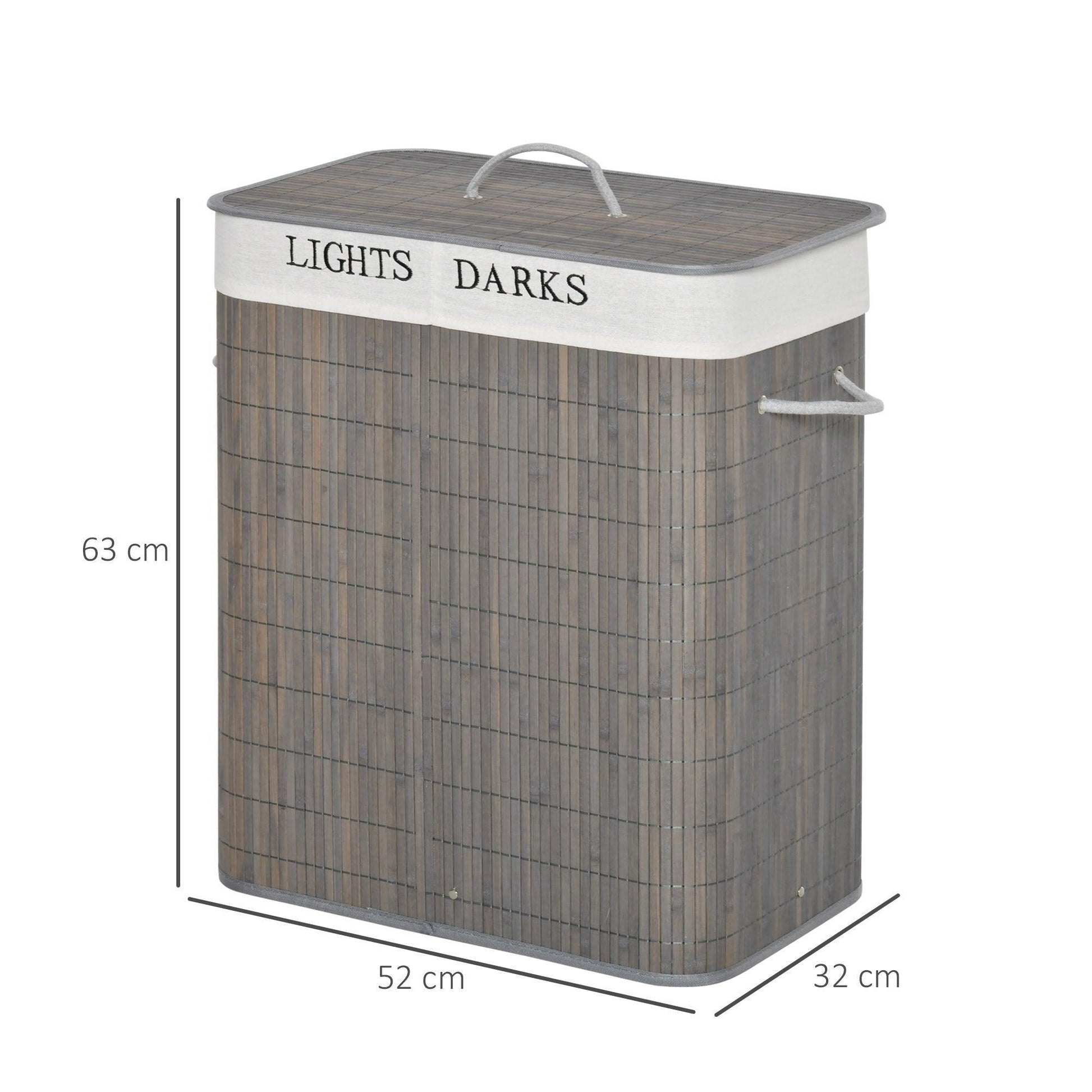 HOMCOM Laundry Basket with Flip Lid - 2 Section - ALL4U RETAILER LTD