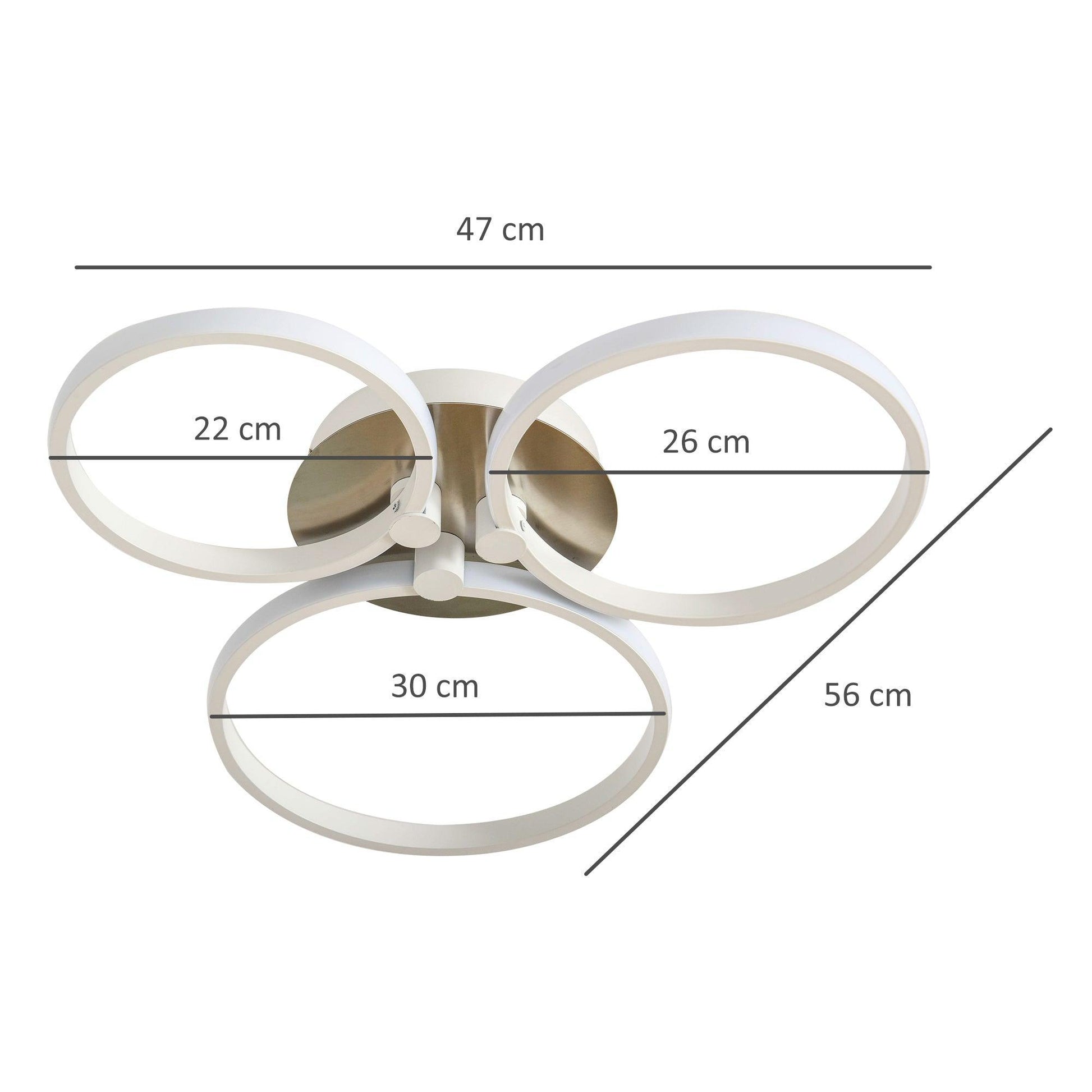 HOMCOM LED Ceiling Light: Modern Metal Base, 3 Circles - ALL4U RETAILER LTD