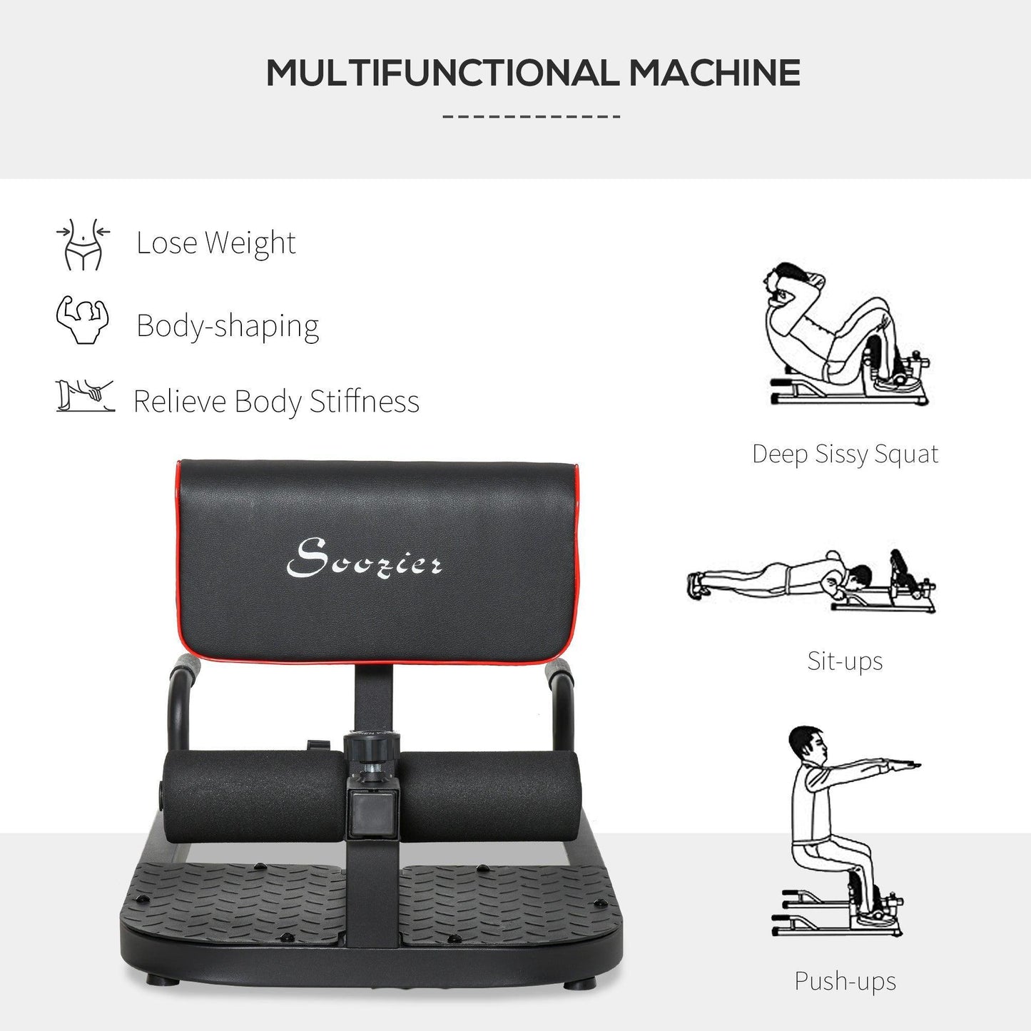 HOMCOM Leg Fitness Equipment: Deep Sissy Squat Machine - ALL4U RETAILER LTD