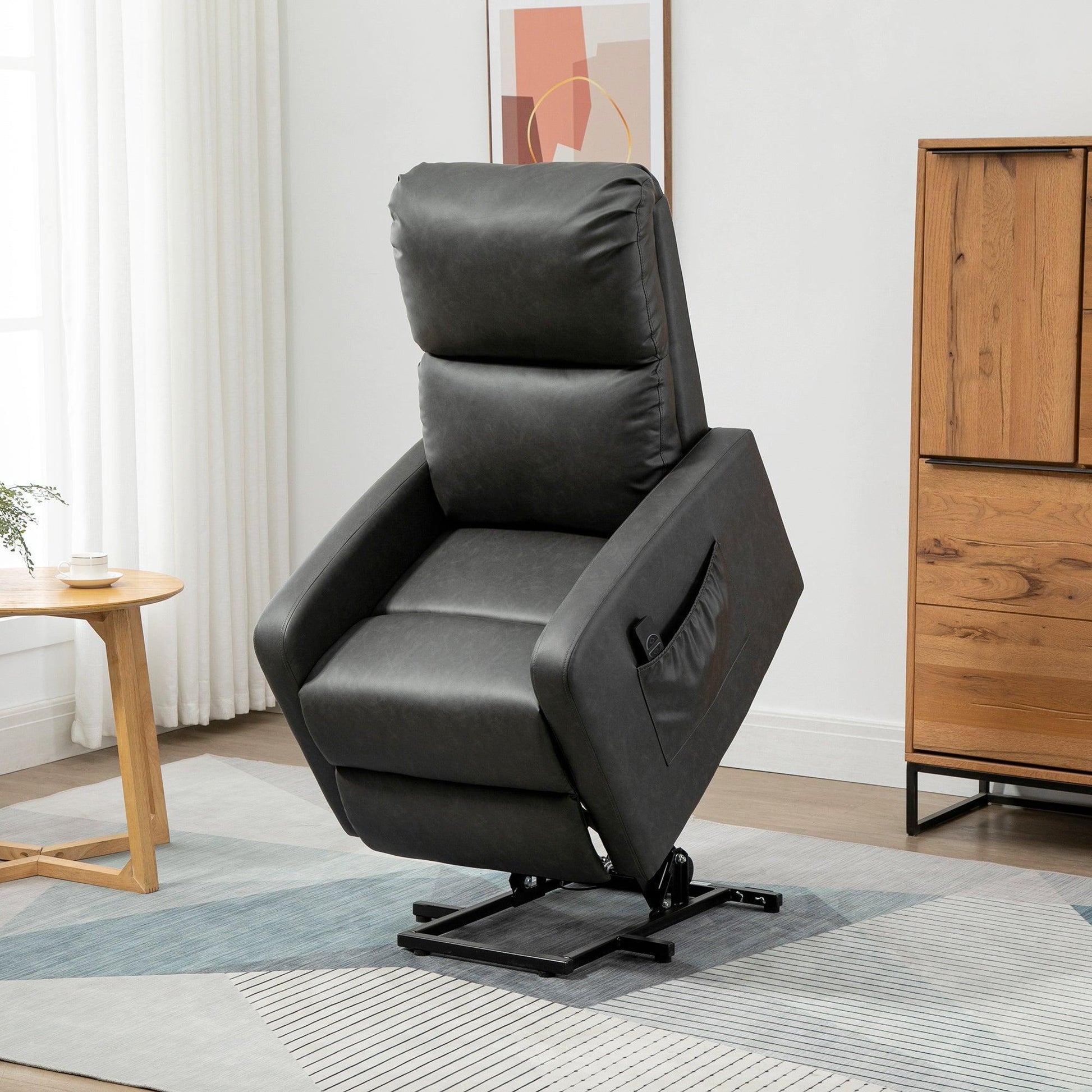 HOMCOM Lift Chair, Charcoal Grey Finish - ALL4U RETAILER LTD