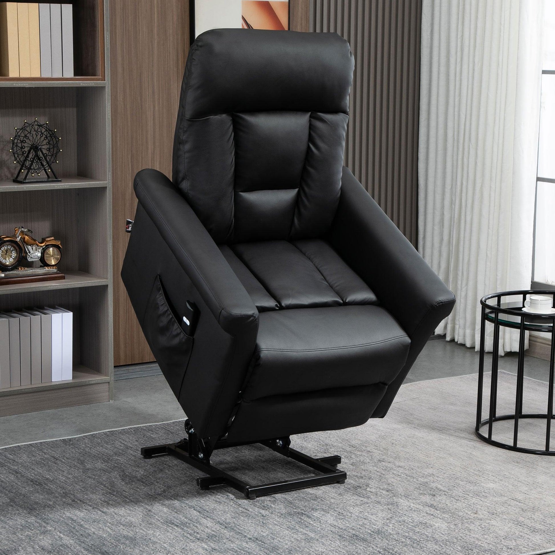 HOMCOM Lift Chair: Elderly Recliner, Remote Control, Black - ALL4U RETAILER LTD