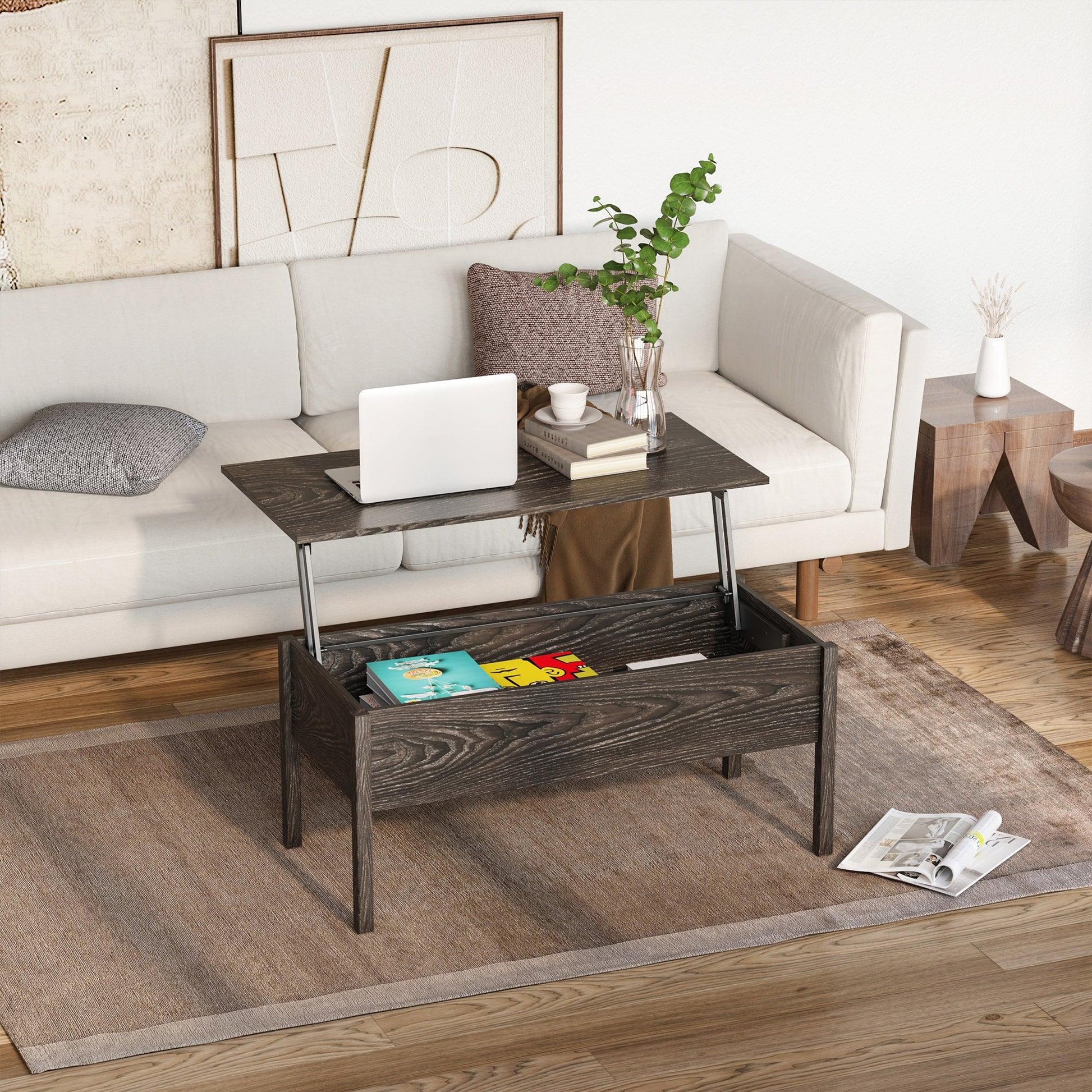 HOMCOM Lift Top Coffee Table with Storage - Modern & Versatile - ALL4U RETAILER LTD