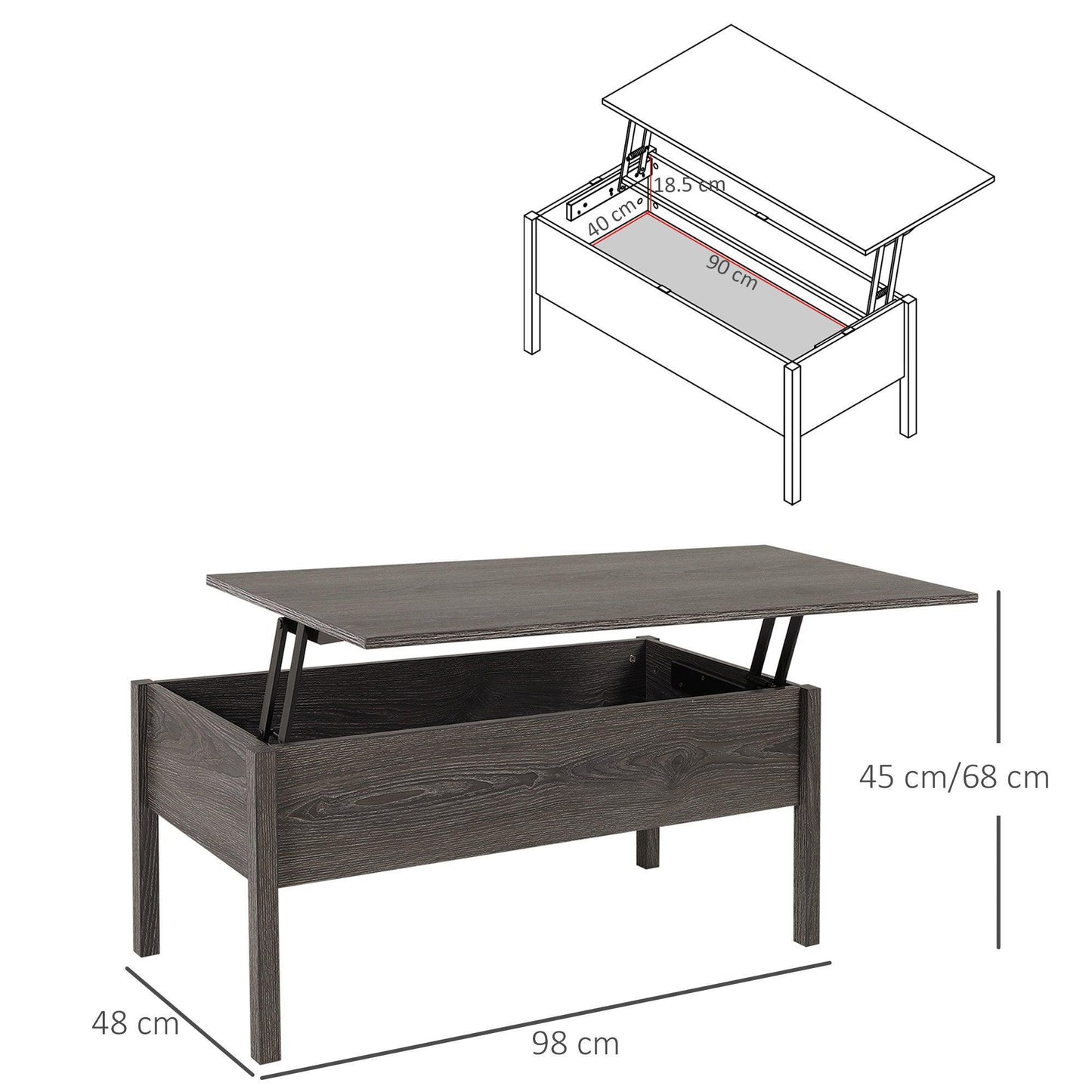 HOMCOM Lift Top Coffee Table with Storage - Modern & Versatile - ALL4U RETAILER LTD