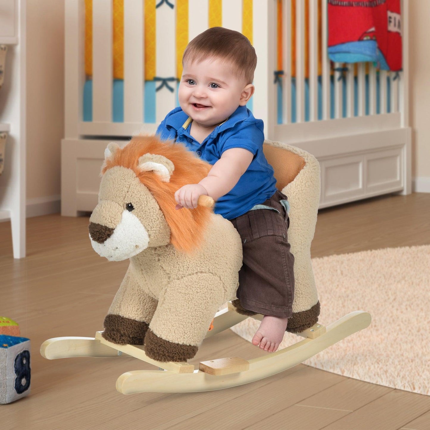 HOMCOM Lion Rocking Horse - Plush & Brown - ALL4U RETAILER LTD