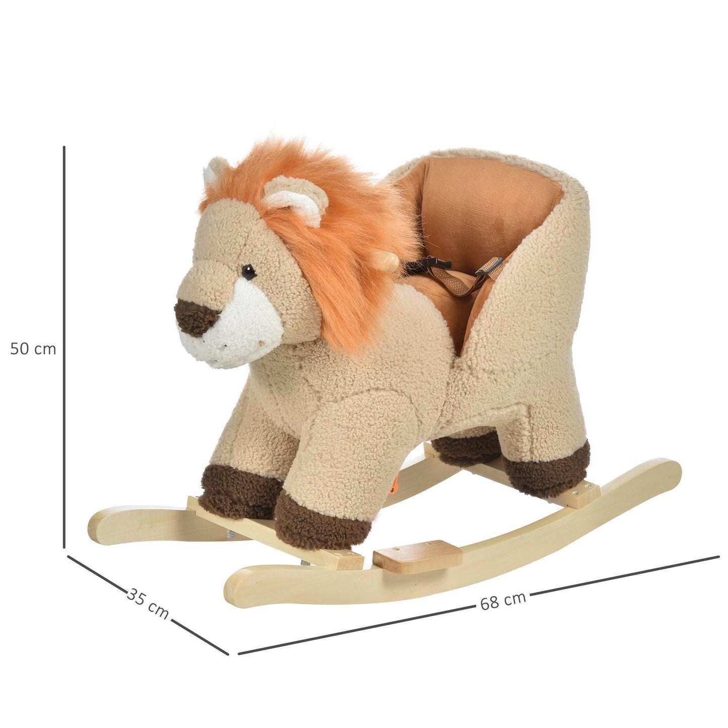 HOMCOM Lion Rocking Horse - Plush & Brown - ALL4U RETAILER LTD