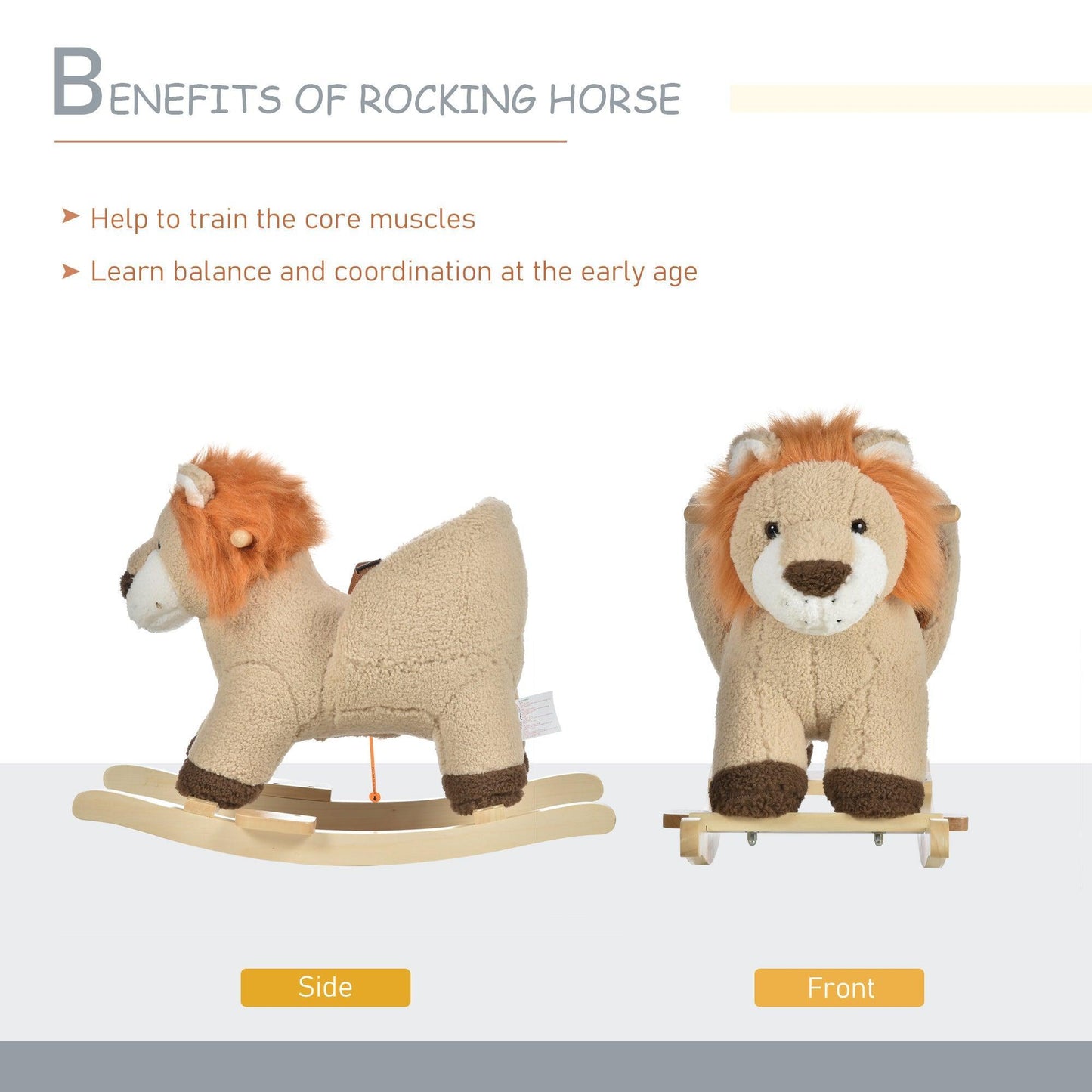 HOMCOM Lion Rocking Horse - Plush & Brown - ALL4U RETAILER LTD