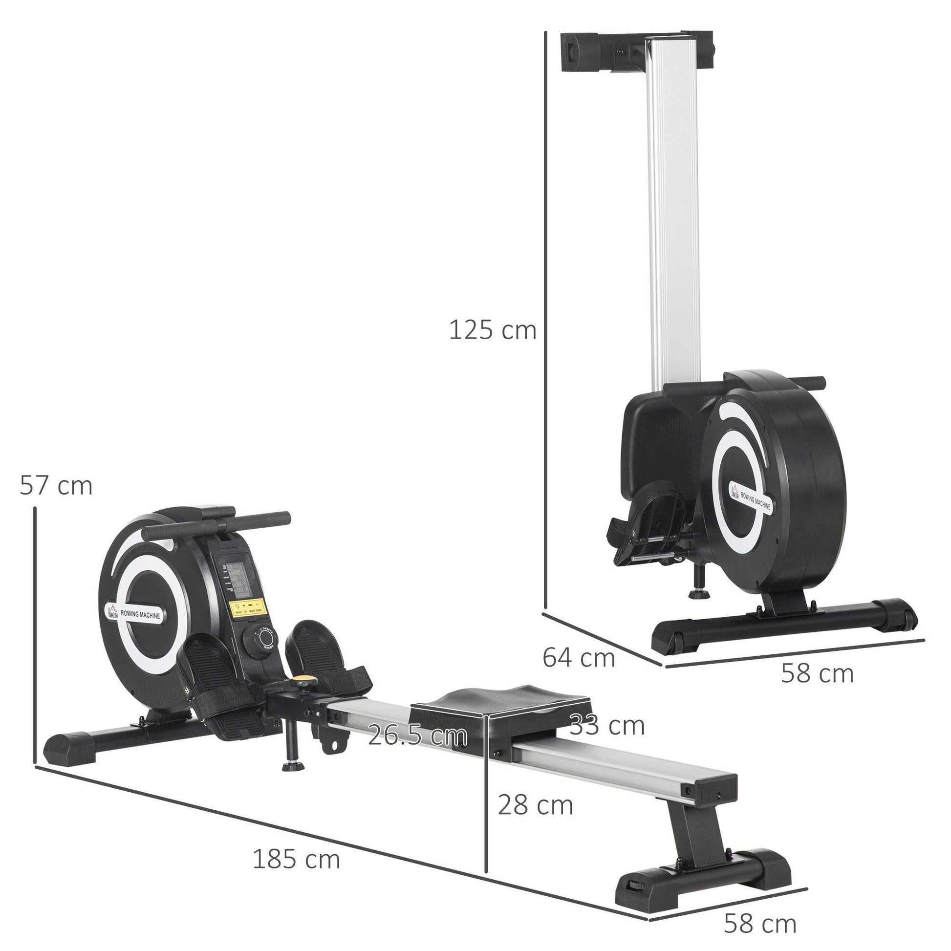 HOMCOM Magnetic Rowing Machine - Fitness Monitor, Portable - ALL4U RETAILER LTD
