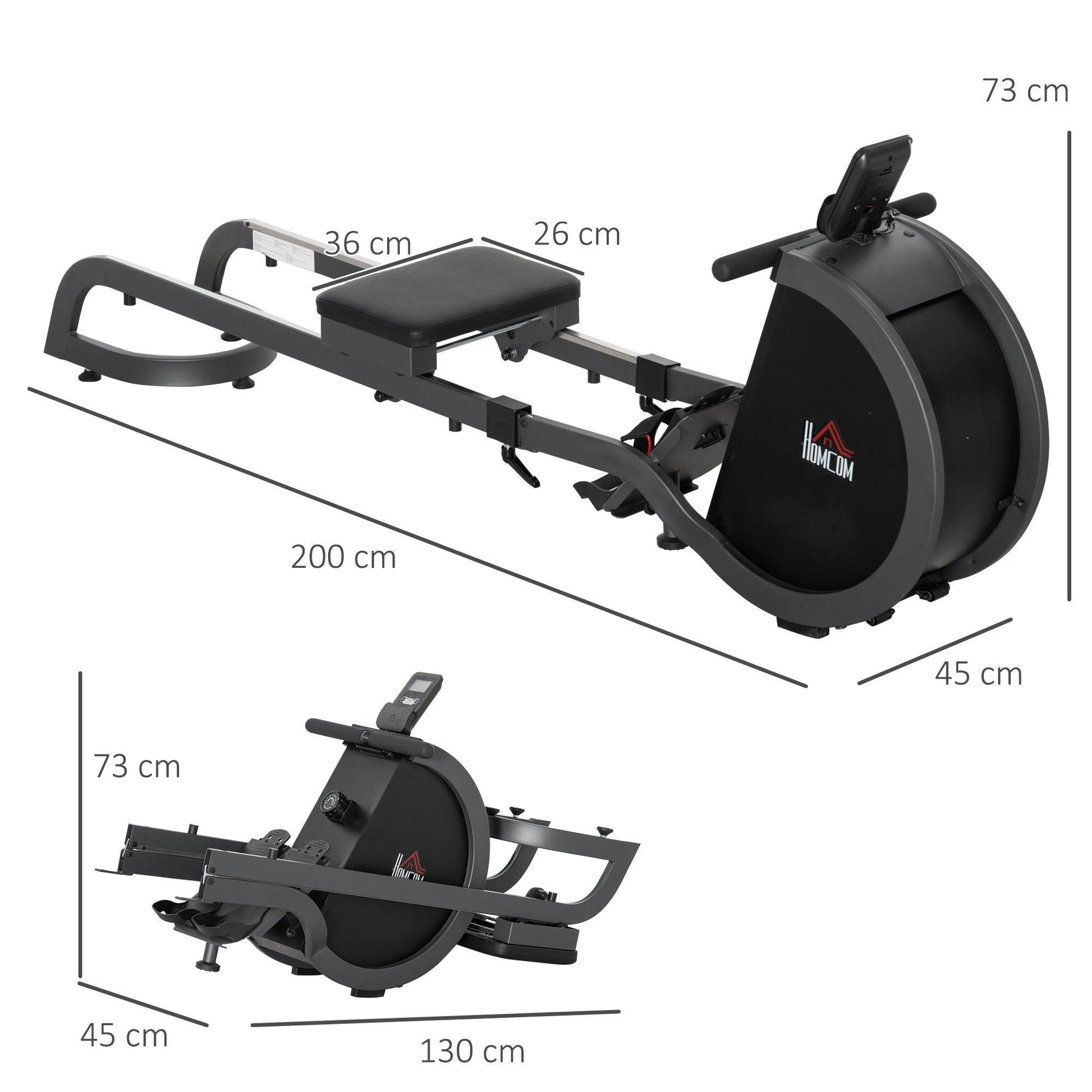 HOMCOM Magnetic Rowing Machine - Foldable, Gym-Quality - ALL4U RETAILER LTD