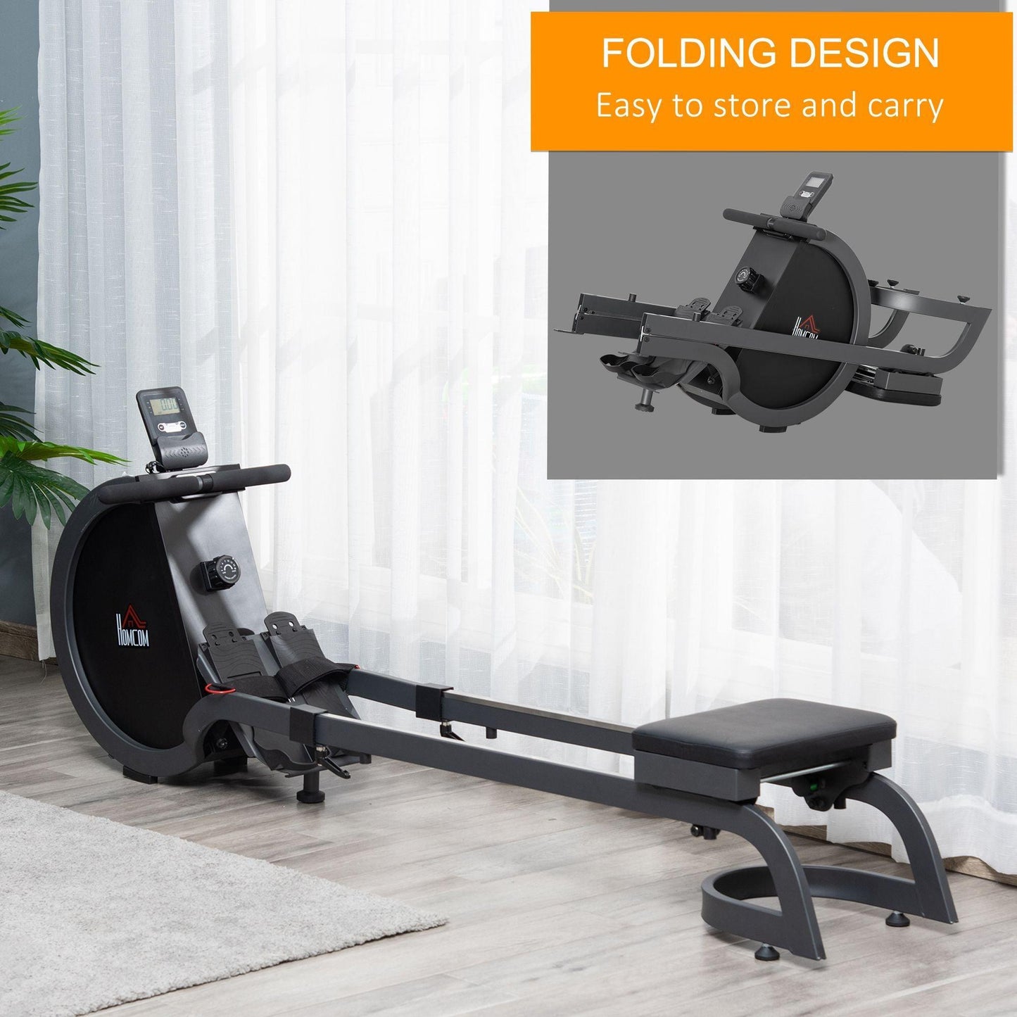 HOMCOM Magnetic Rowing Machine - Foldable, Gym-Quality - ALL4U RETAILER LTD