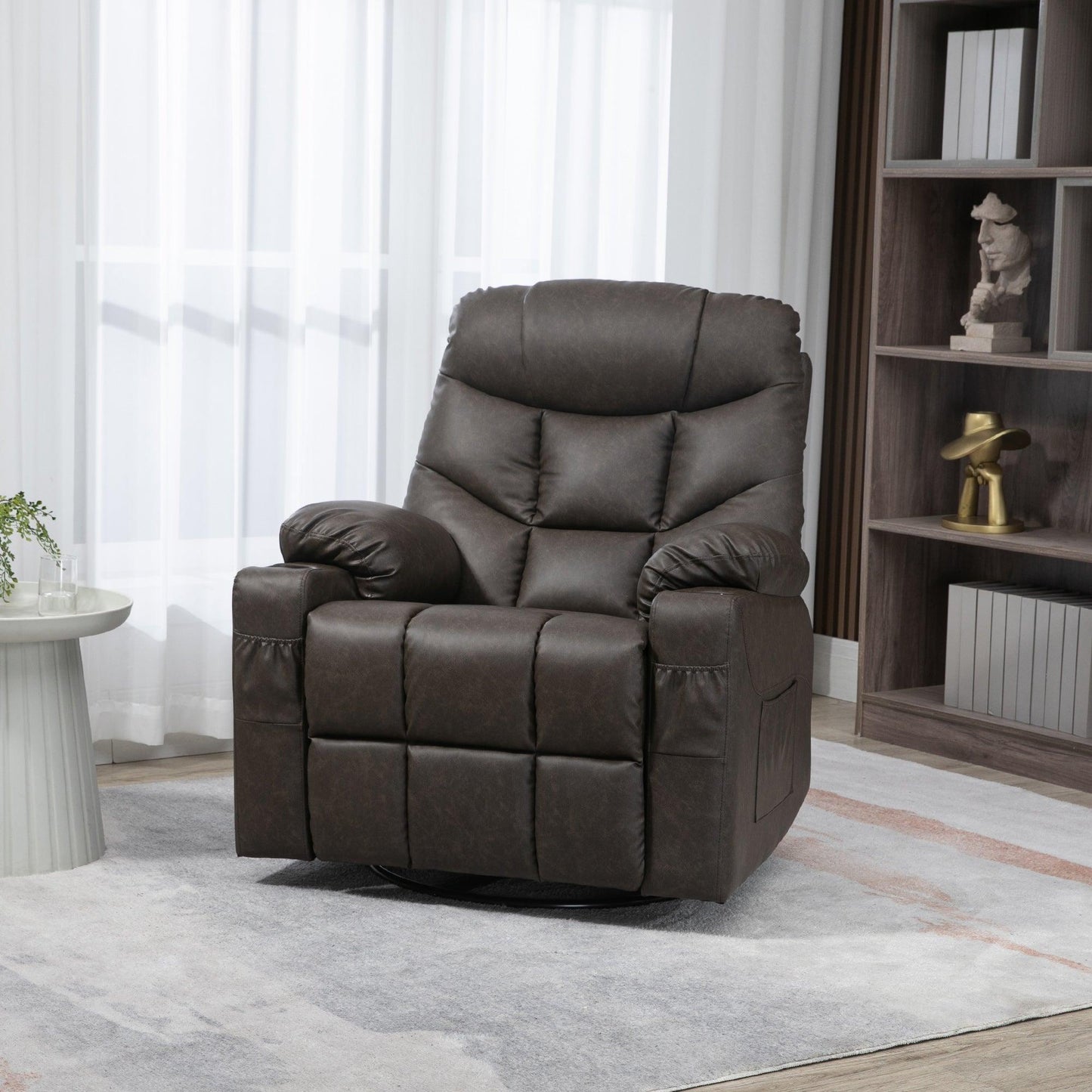 HOMCOM Manual Recliner Chair with Footrest - Brown - ALL4U RETAILER LTD