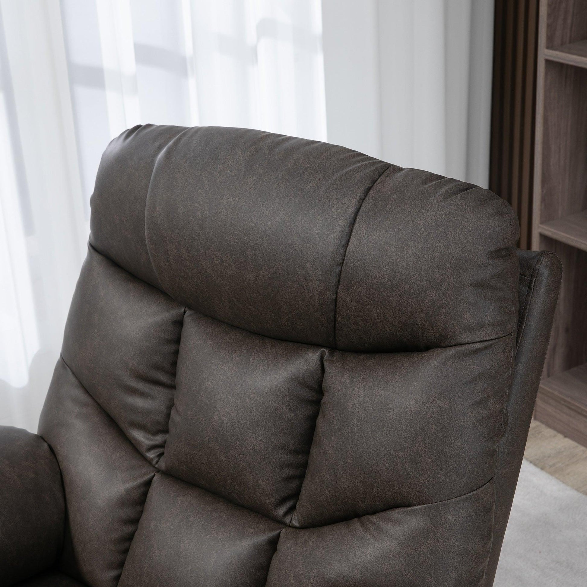 HOMCOM Manual Recliner Chair with Footrest - Brown - ALL4U RETAILER LTD