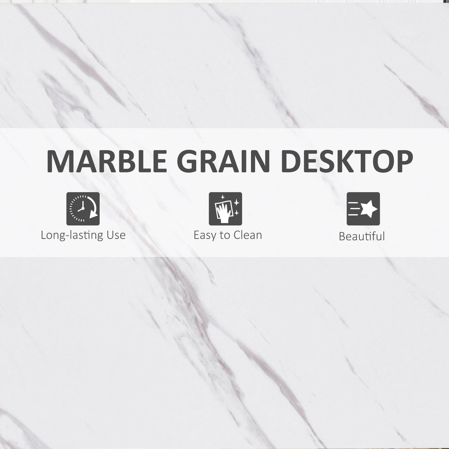 HOMCOM Marble Grain Bar Table - White/Black - ALL4U RETAILER LTD