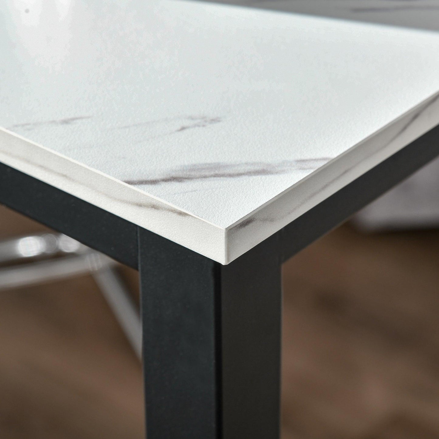 HOMCOM Marble Grain Bar Table - White/Black - ALL4U RETAILER LTD