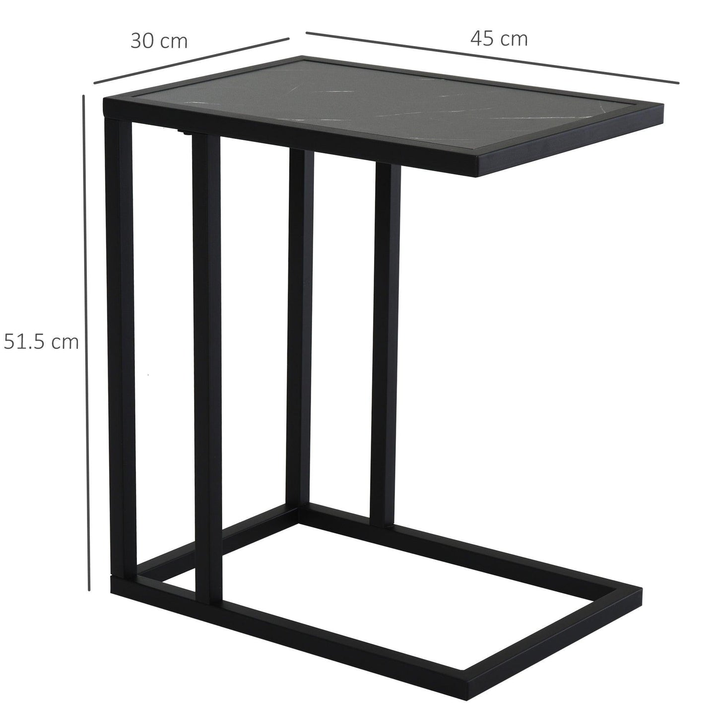 HOMCOM Marble-Top C-Shape Side Table for Home or Office - ALL4U RETAILER LTD