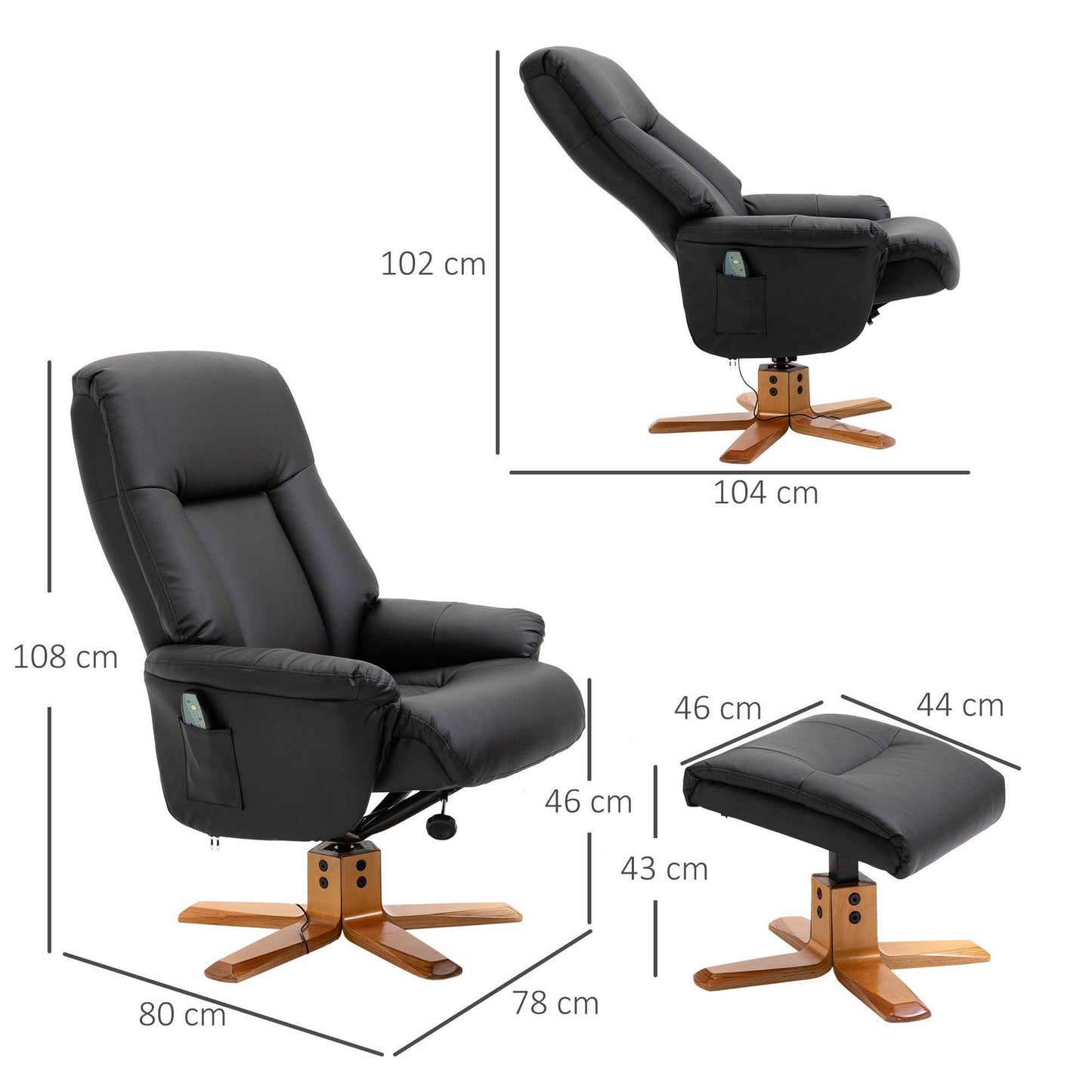 HOMCOM Massage Armchair with Footrest - ALL4U RETAILER LTD