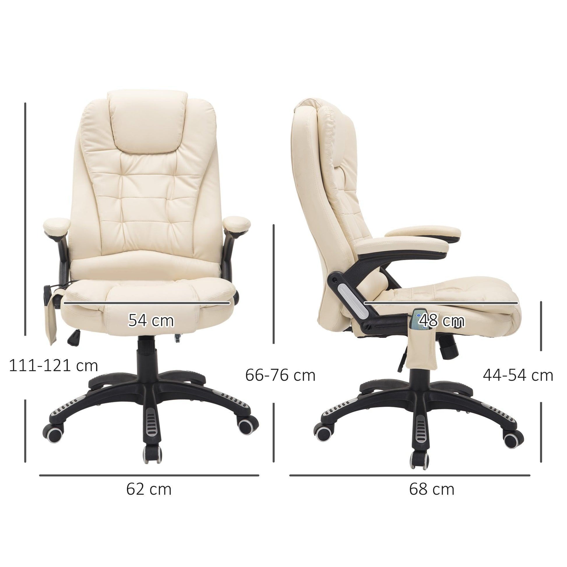 HOMCOM Massage Office Chair, High Back PU Leather, Beige - ALL4U RETAILER LTD